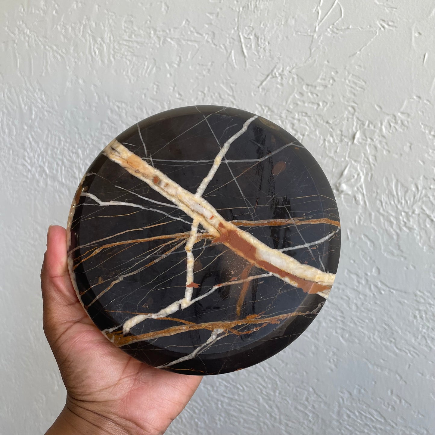Michelangelo Black and Gold Marble 7” Ashtray/Bowl