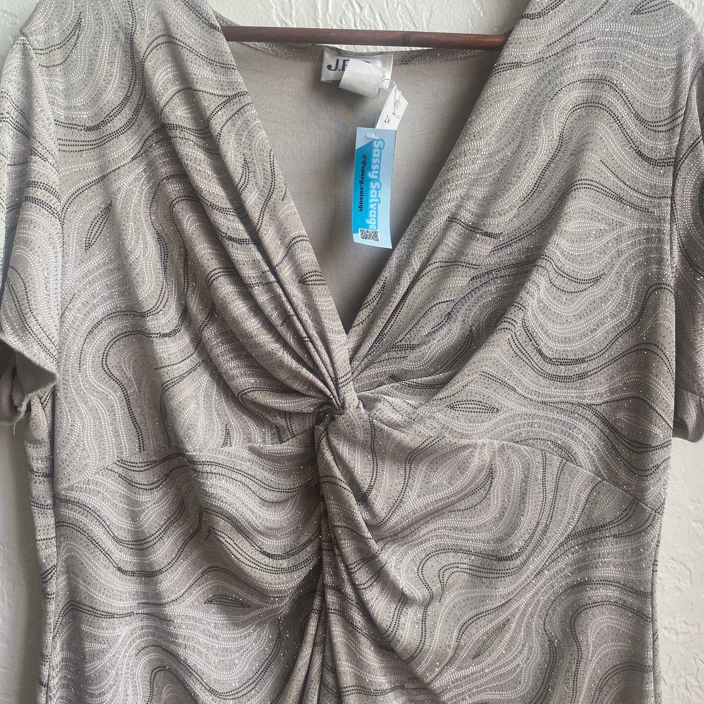 Shirred Black & White Top | One Size