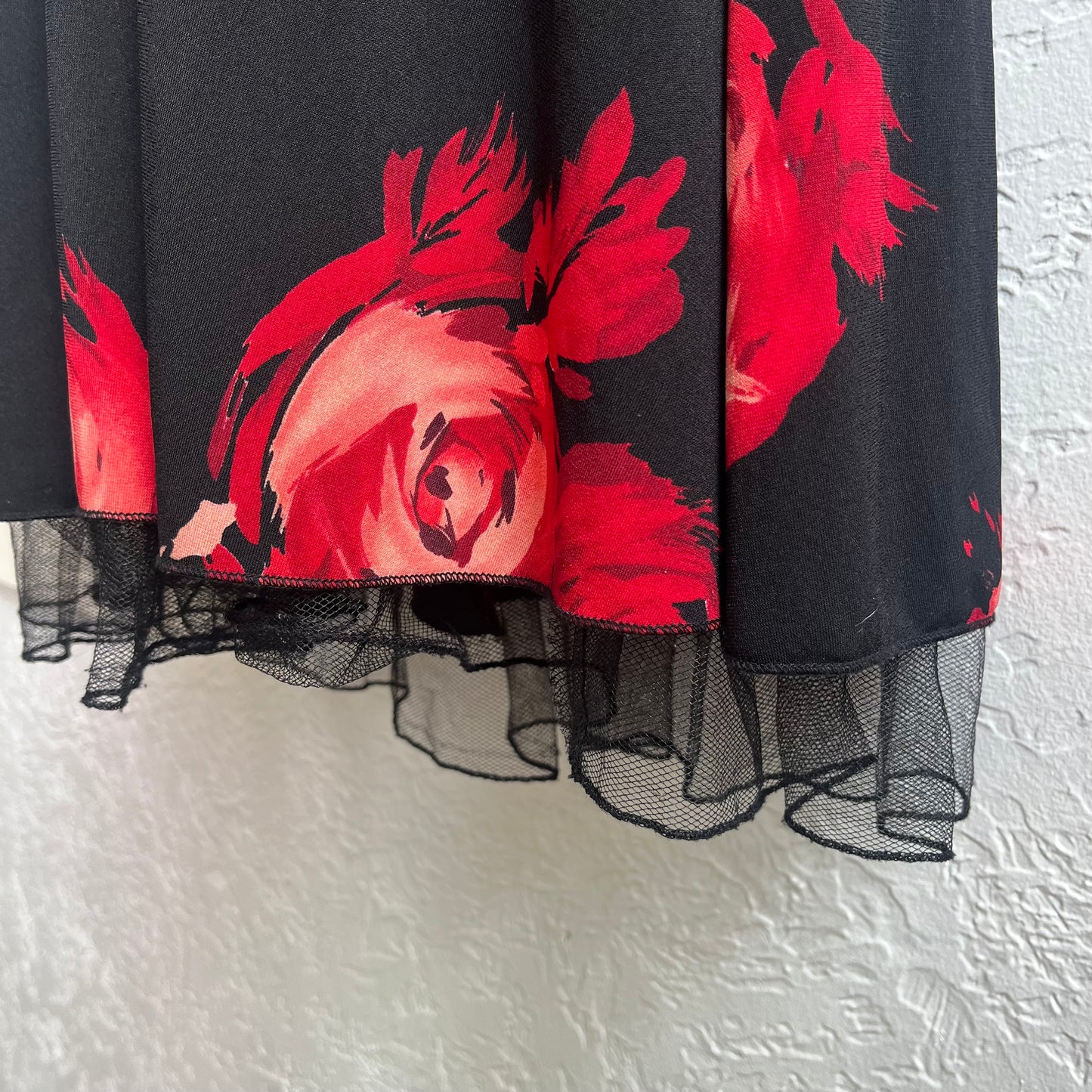 Black Red Floral Dress | Medium