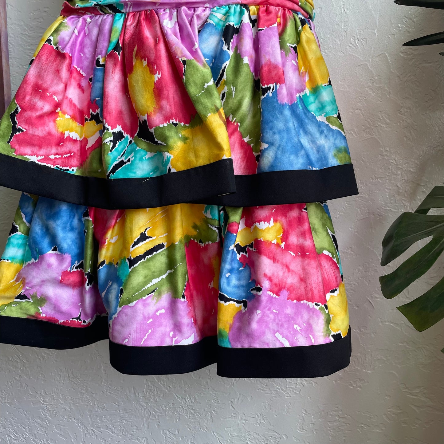 AJ Bari 1980's Multi Color Cocktail Tiered Mini Dress | Size 12