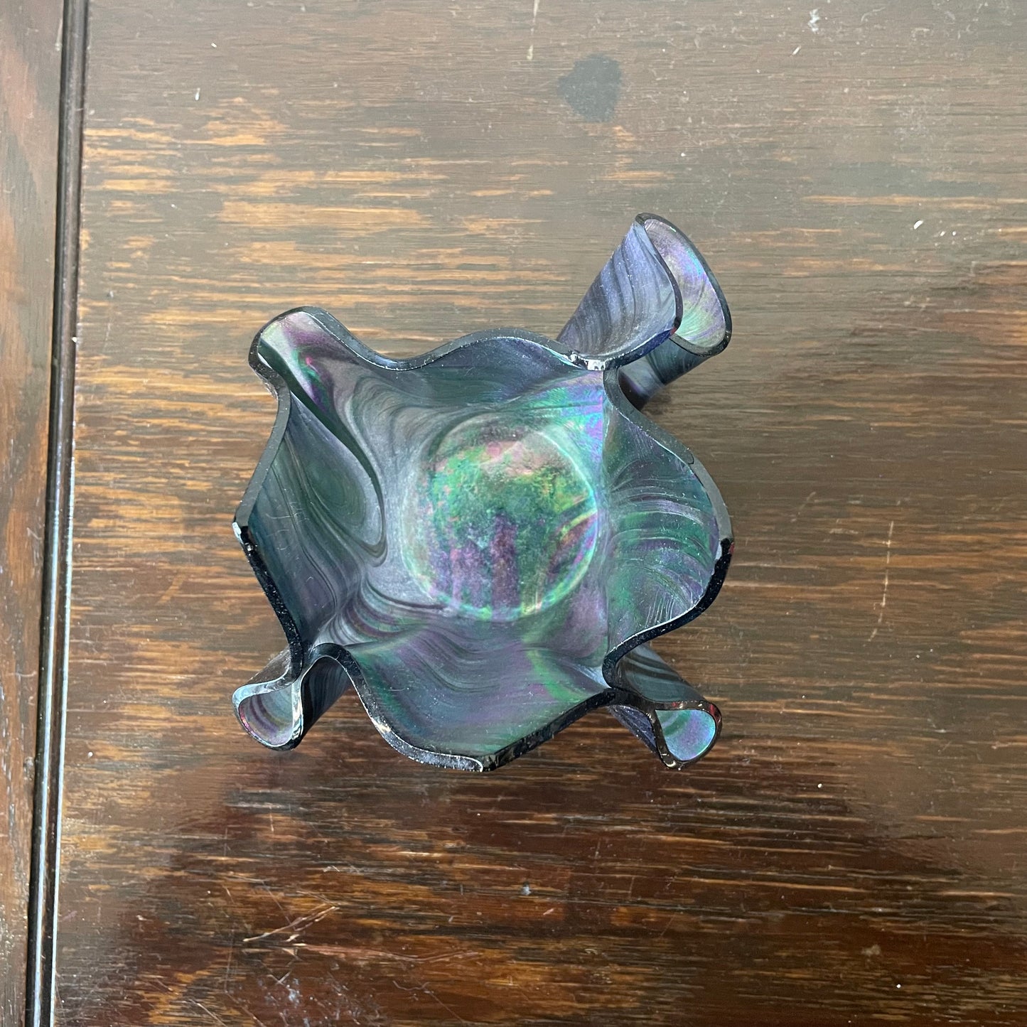 Iridescent Hand Blown Handkerchief Vase