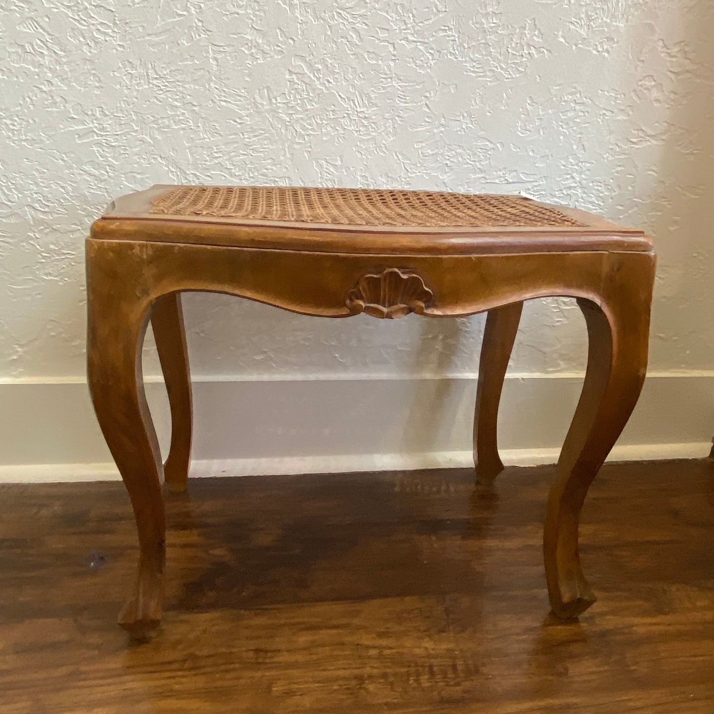 Antique Italian Rococo Foot Stool with Cane Top