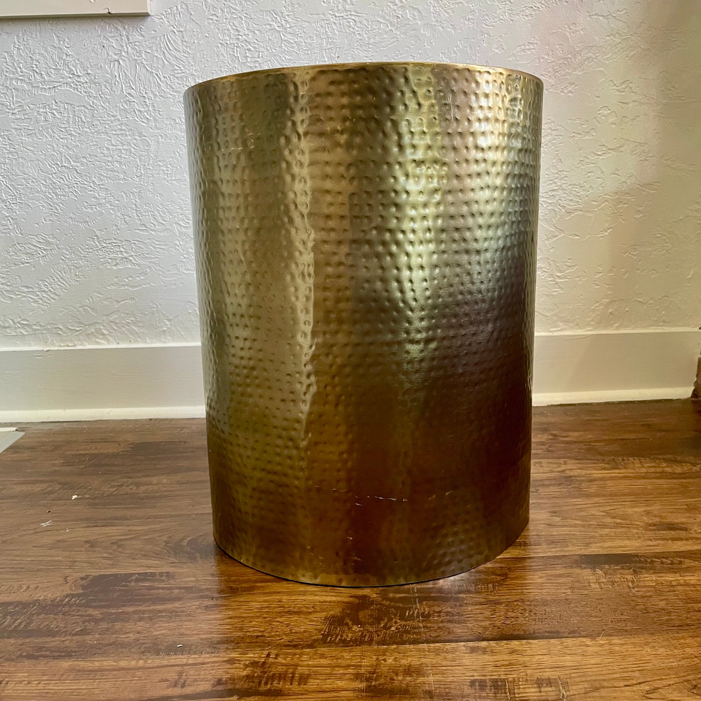 Gold Metal Cylinder Side Table