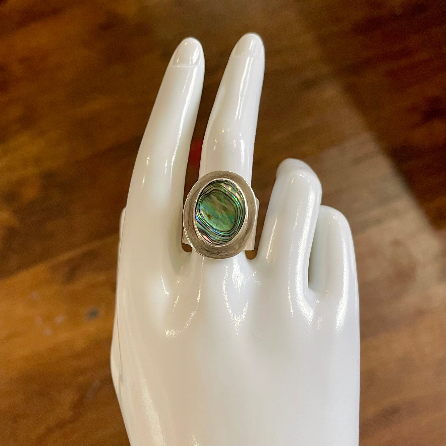 Vintage Mexico Abalone Shell Sterling Silver Ring | Size 10
