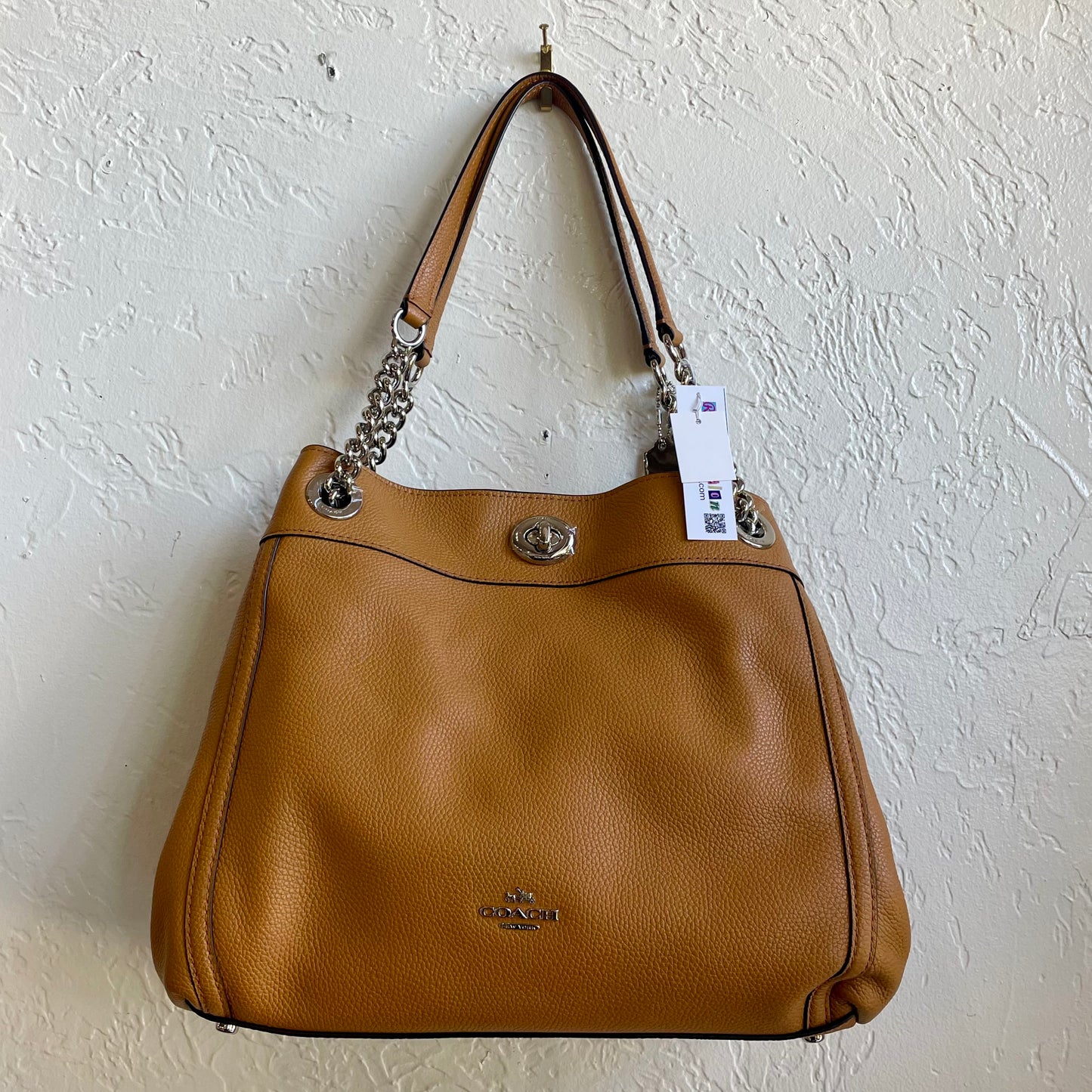 Coach Edie Pebble Leather Turnlock Shoulder Bag (Brand New)