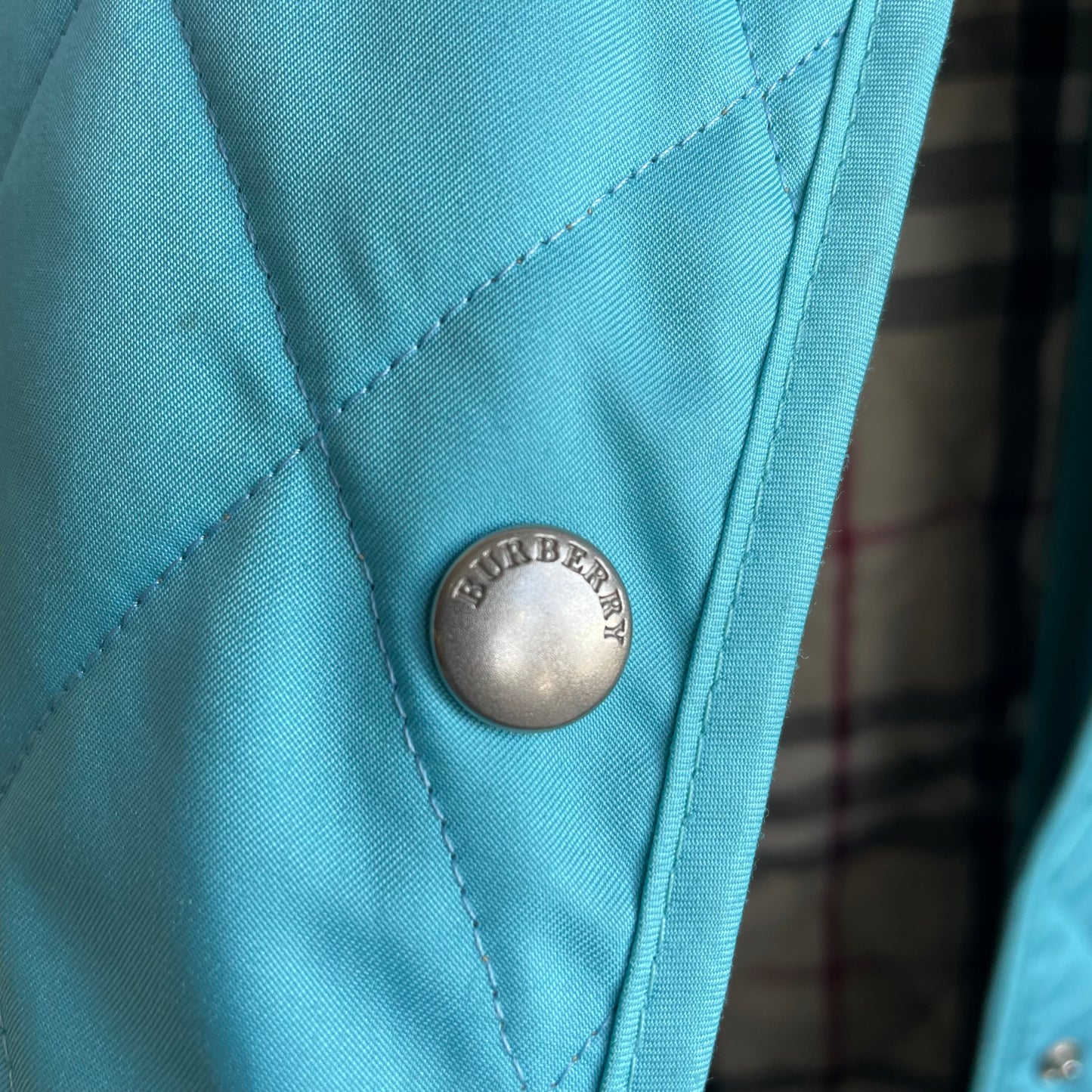 Burberry Quilted Logo Jacket - Turquoise