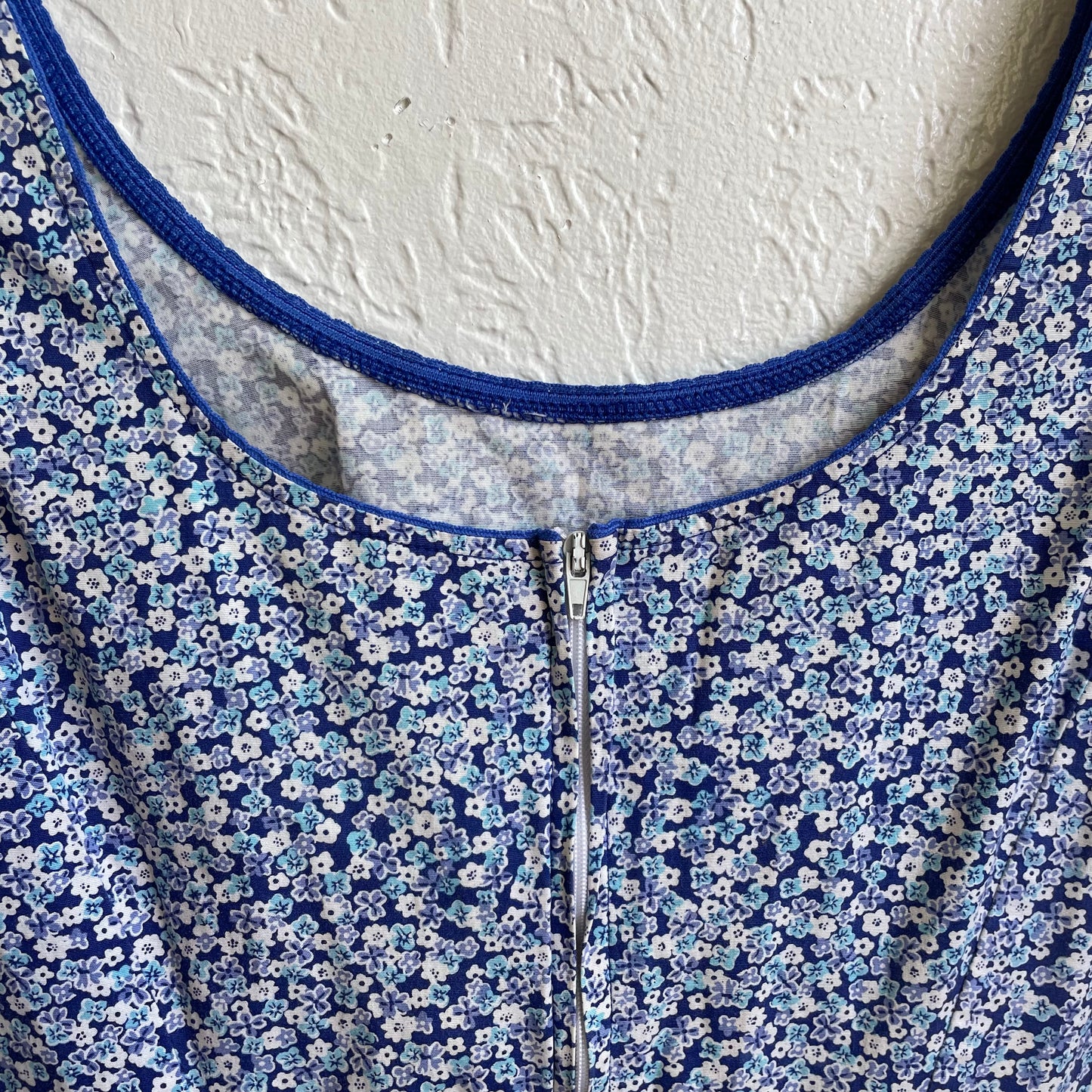Blue Floral 90's Mini Dress | Medium
