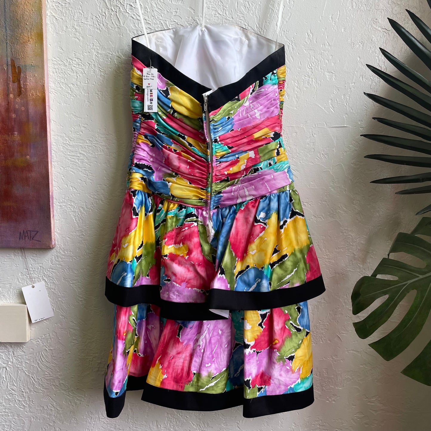 AJ Bari 1980's Multi Color Cocktail Tiered Mini Dress | Size 12
