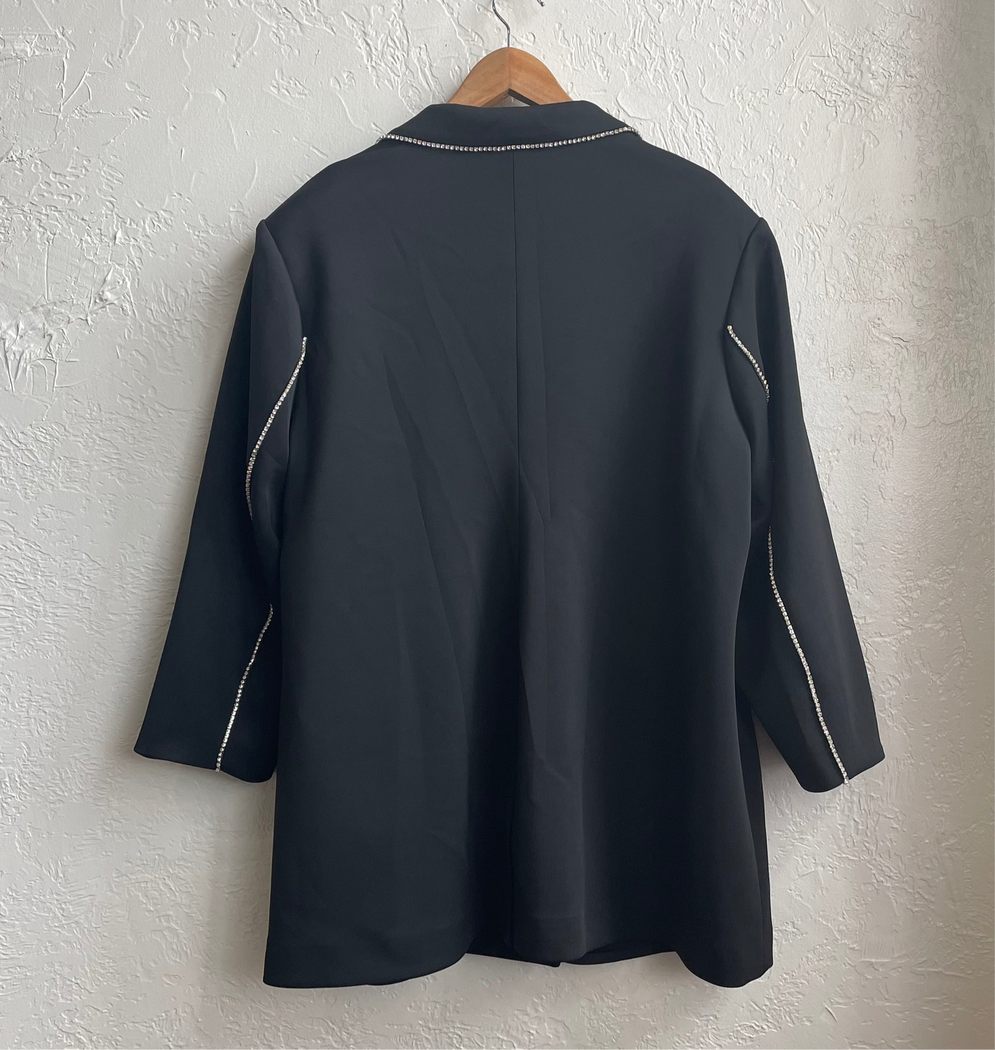 Good American Crystal Embellished Double Breasted Scuba Blazer | 4XL
