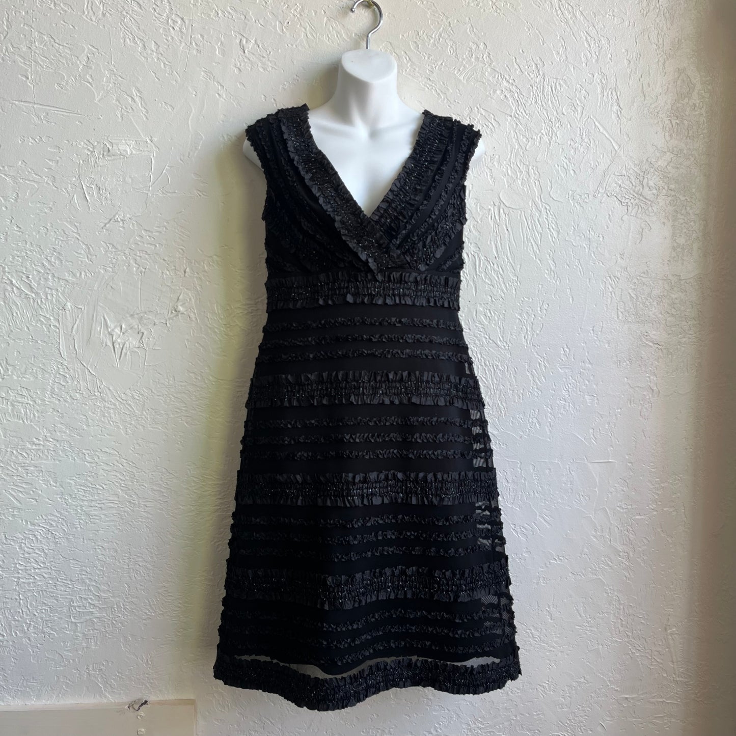 Black Ruffle Glitter Dress | 0/xsmall