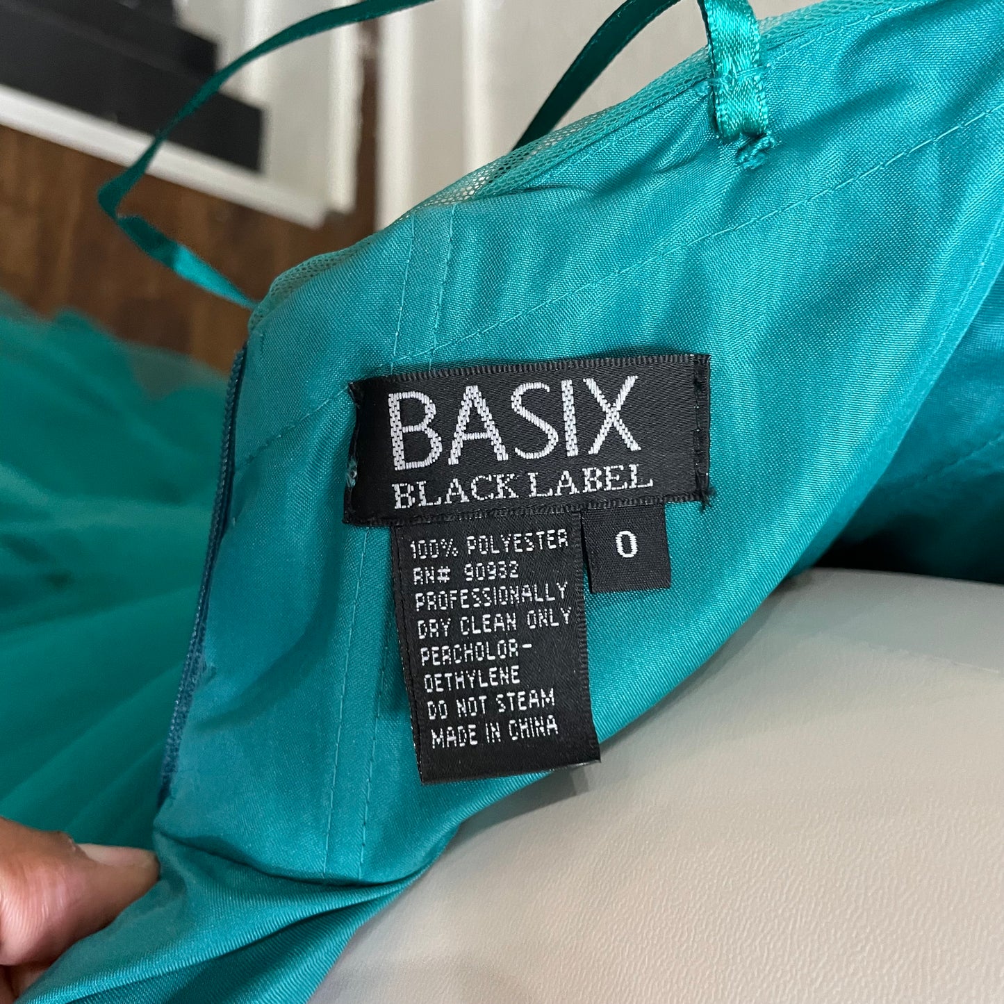 Basix Black Label Strapless Flounce Tulle Gown in Jade | Size 0