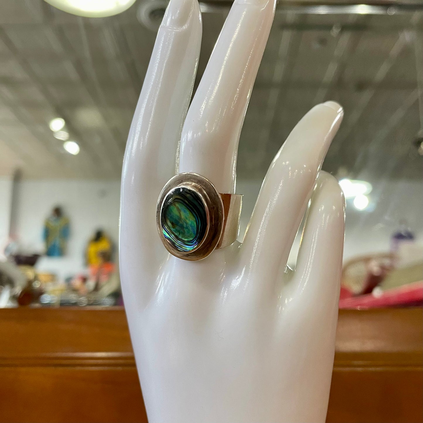 Vintage Mexico Abalone Shell Sterling Silver Ring | Size 10