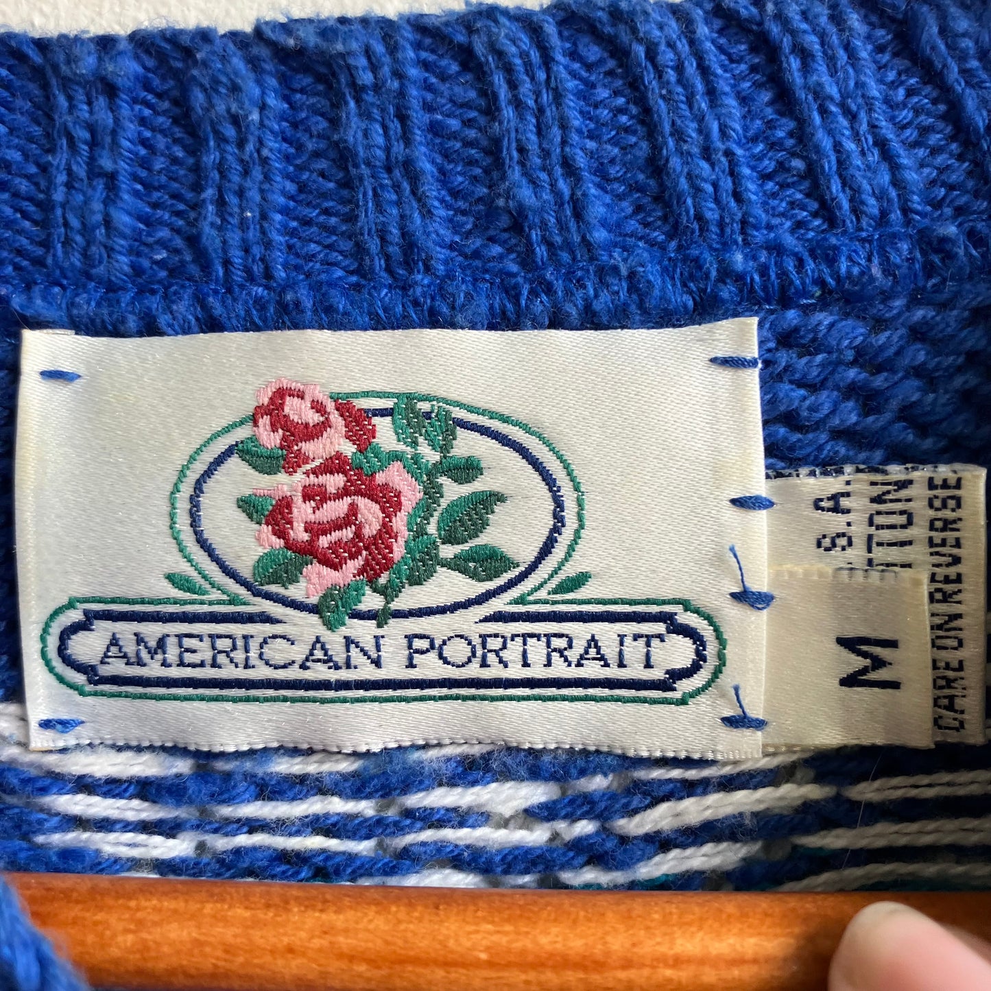 Vintage Cotton Sweater American Portrait Medium