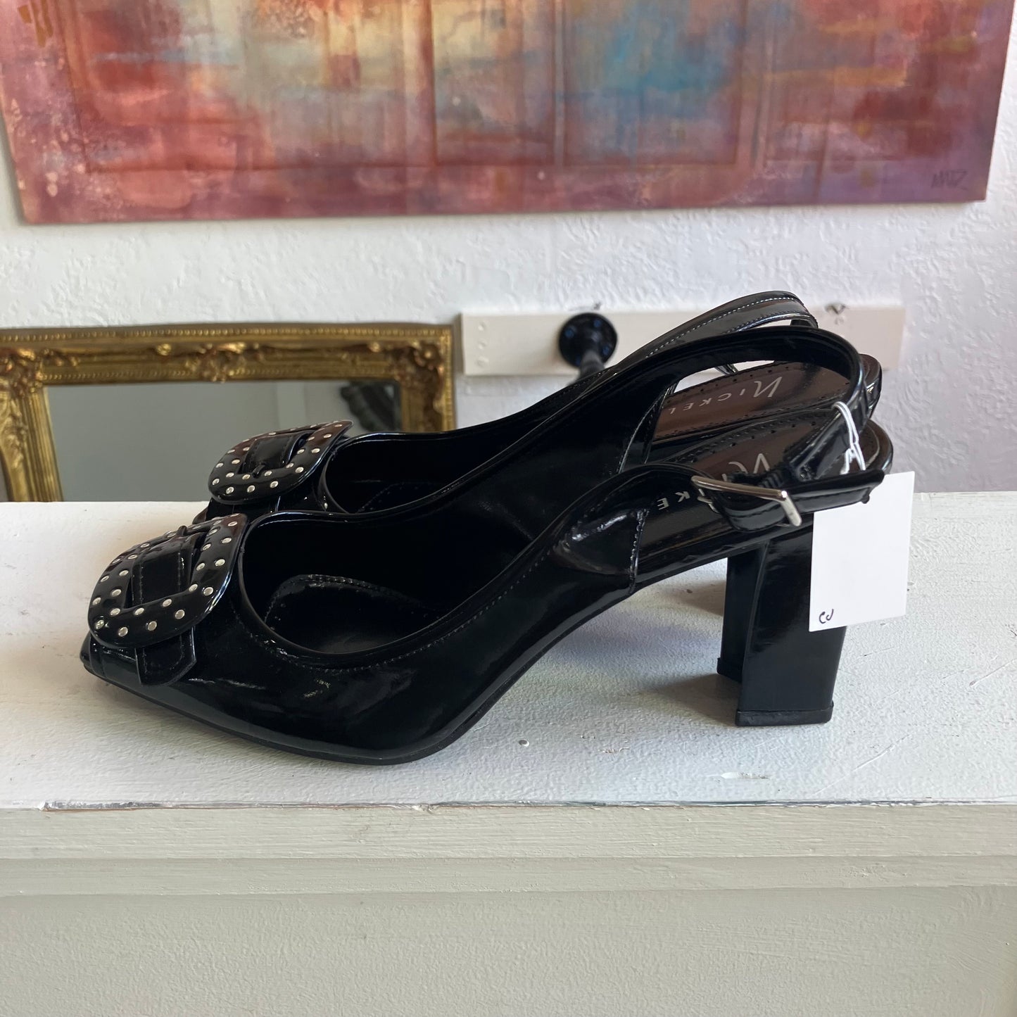 Nickels Black Strap Open Toe Heels