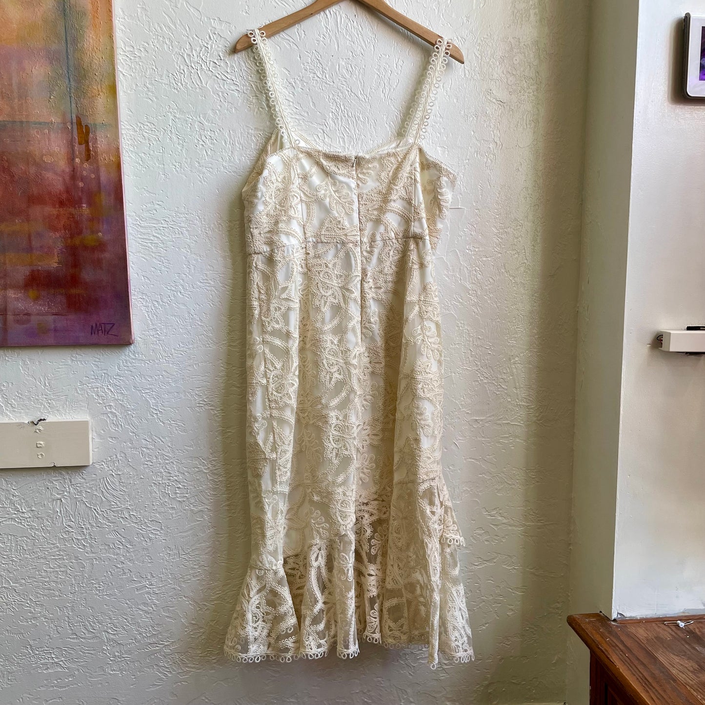 Beige Ruffle Long Dress | XL