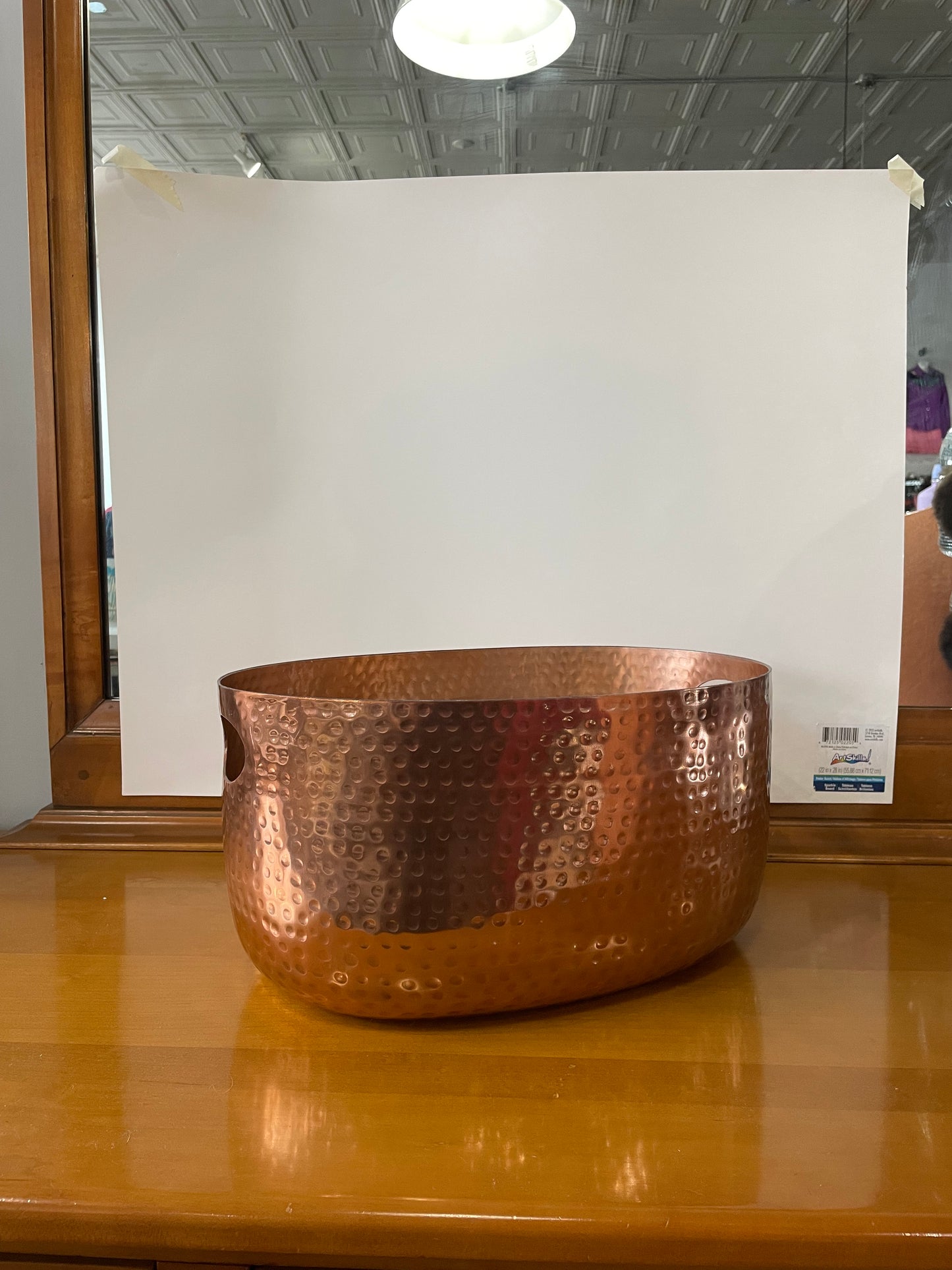 Copper Ice Tub Hammered Oval Design