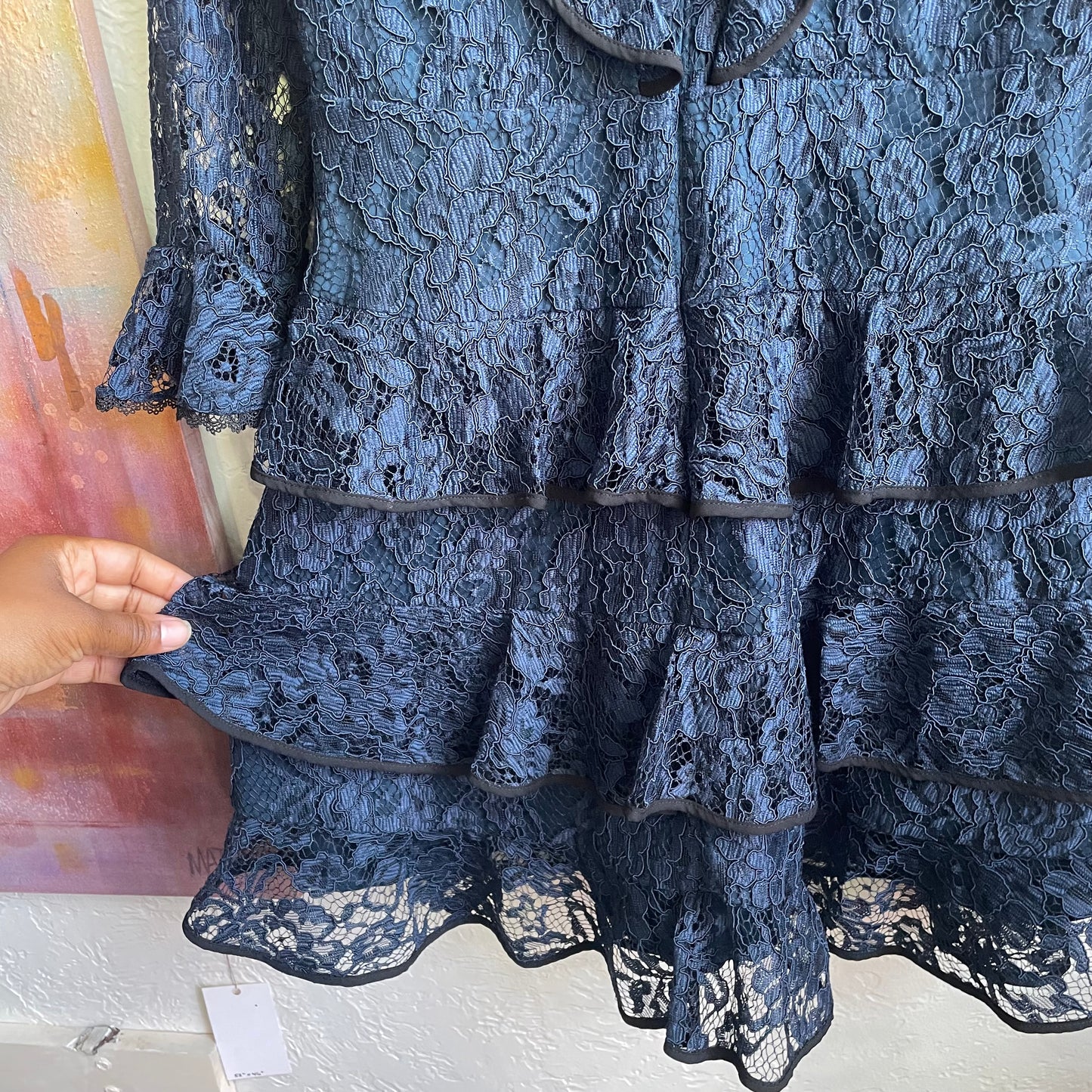 Alexis Navy Tracie Long Sleeve Lace Dress | Size Large