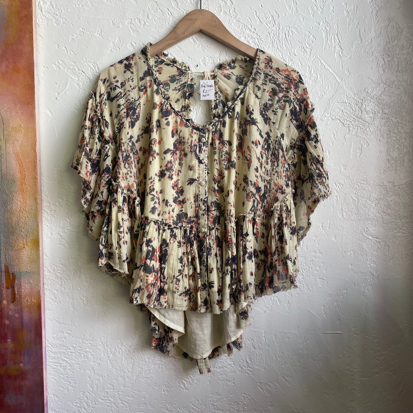 Free People Floral Slouch Shoulder Top | Medium