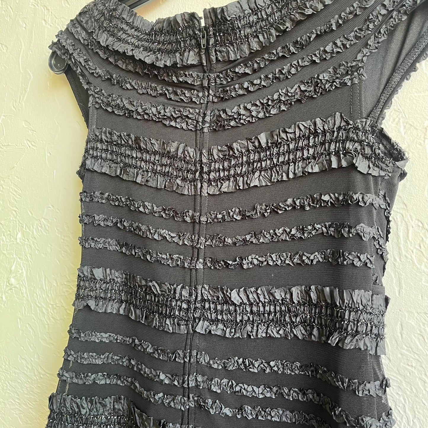Black Ruffle Glitter Dress | 0/xsmall