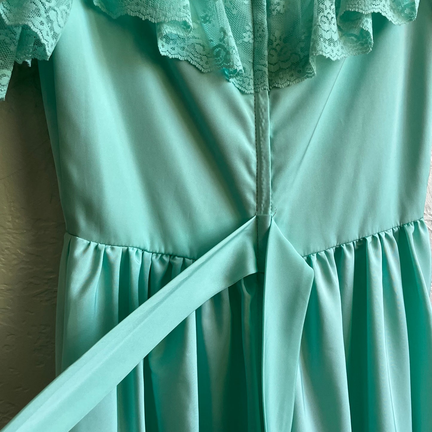 90’s Teal Ruffle Maxi Dress | Large