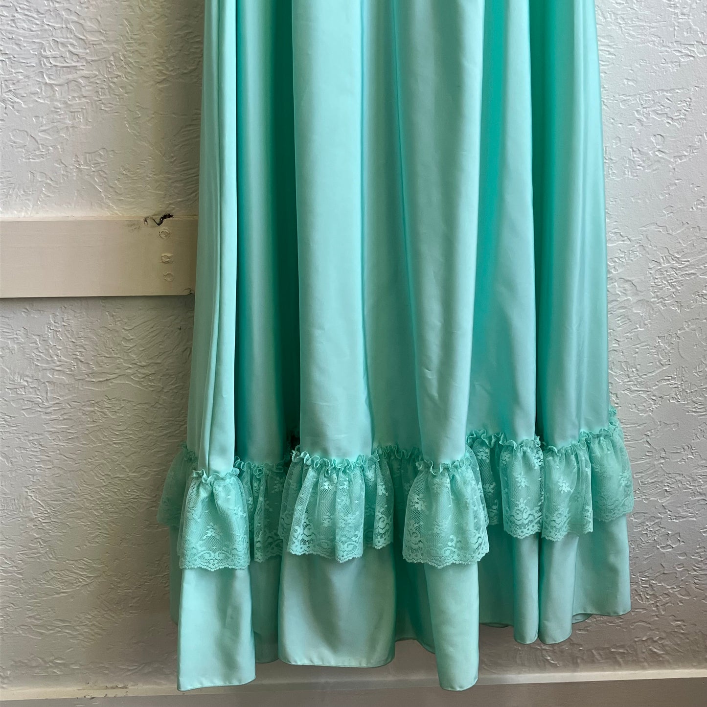 90’s Teal Ruffle Maxi Dress | Large