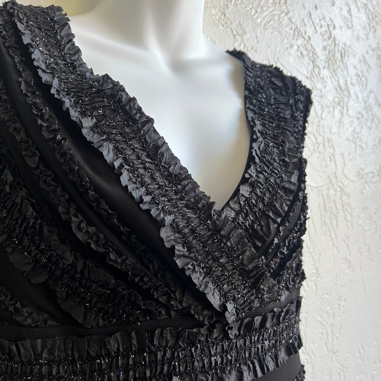 Black Ruffle Glitter Dress | 0/xsmall