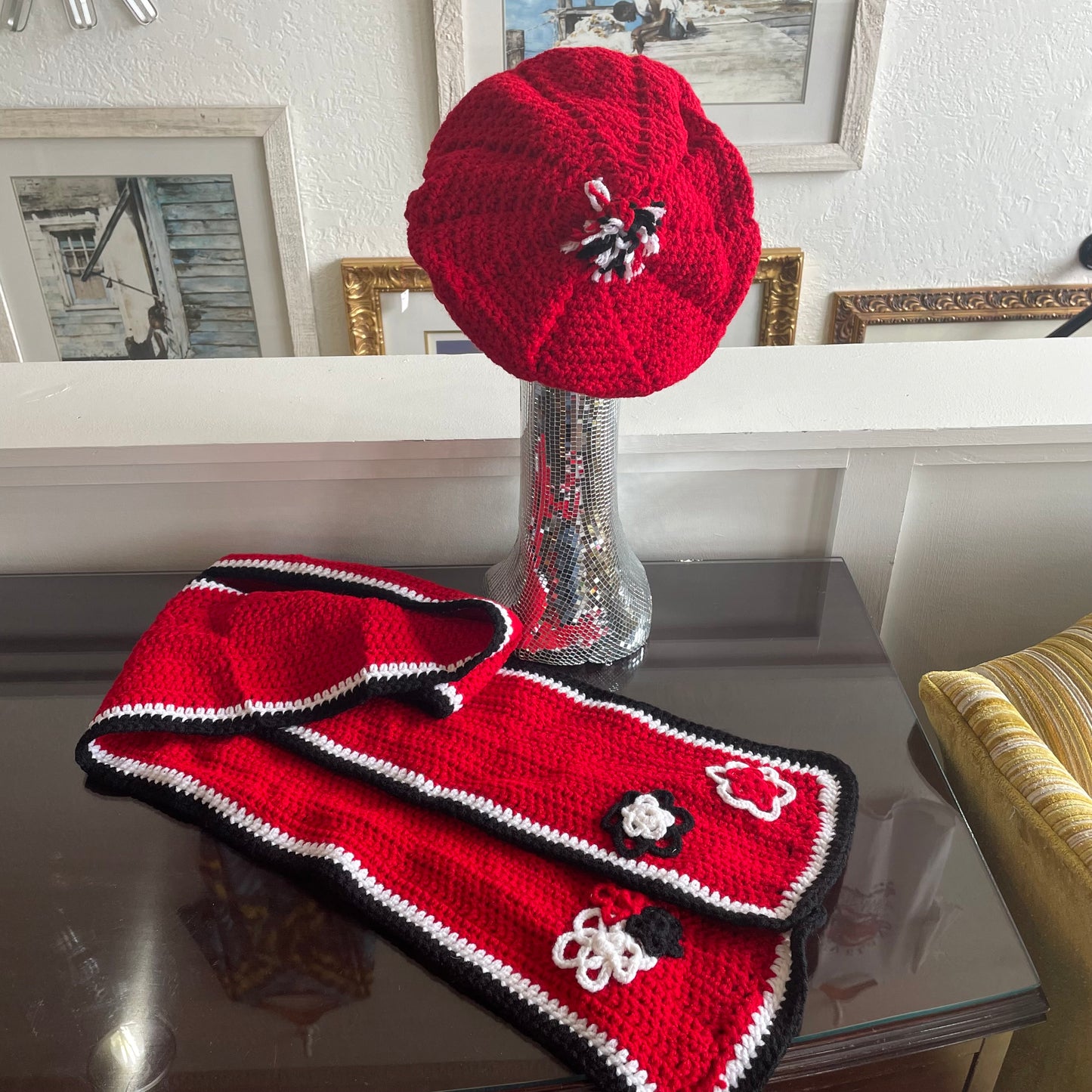 Handmade Vintage Scarf & Hat Set