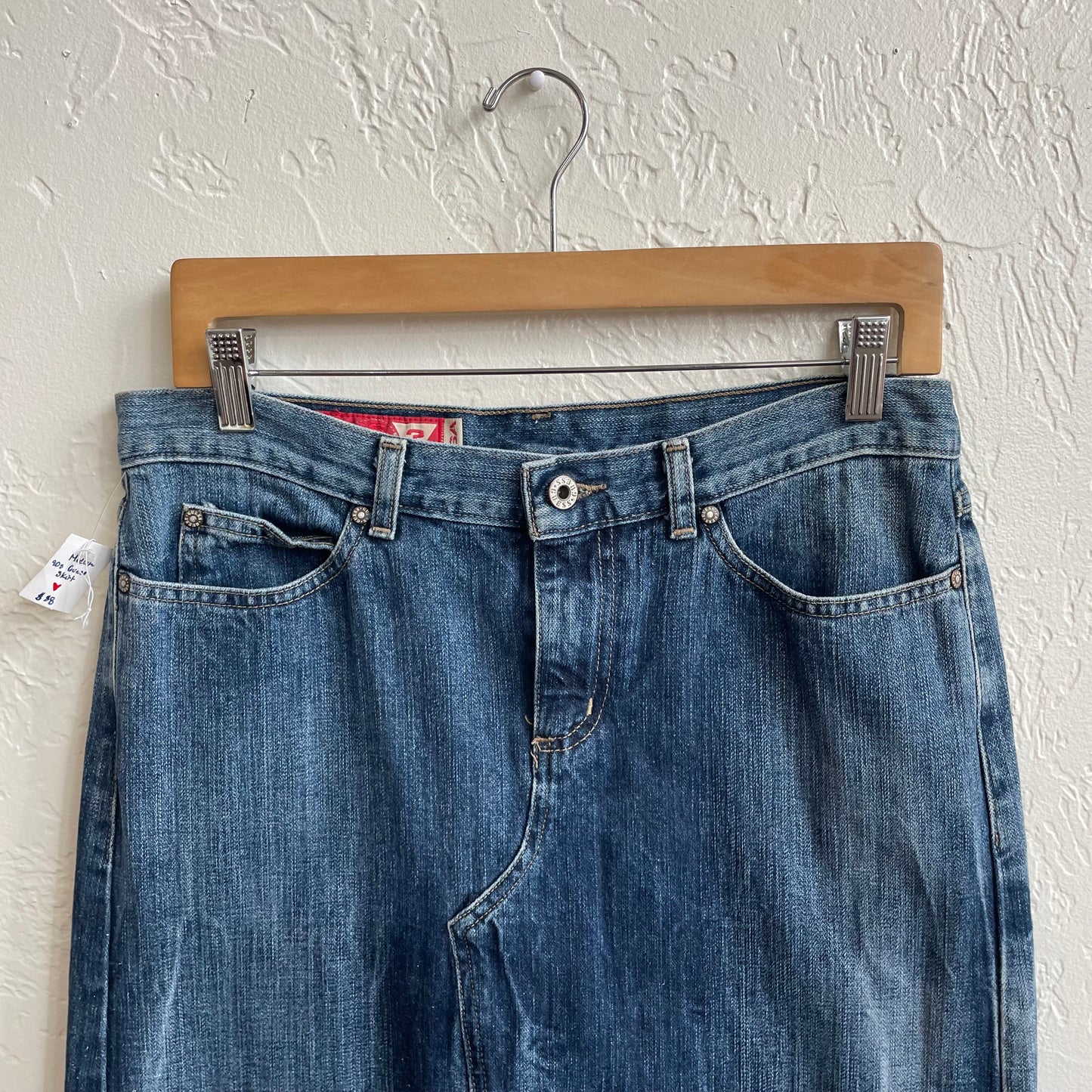 1990s Guess Denim Midi Skirt | Size 29/8