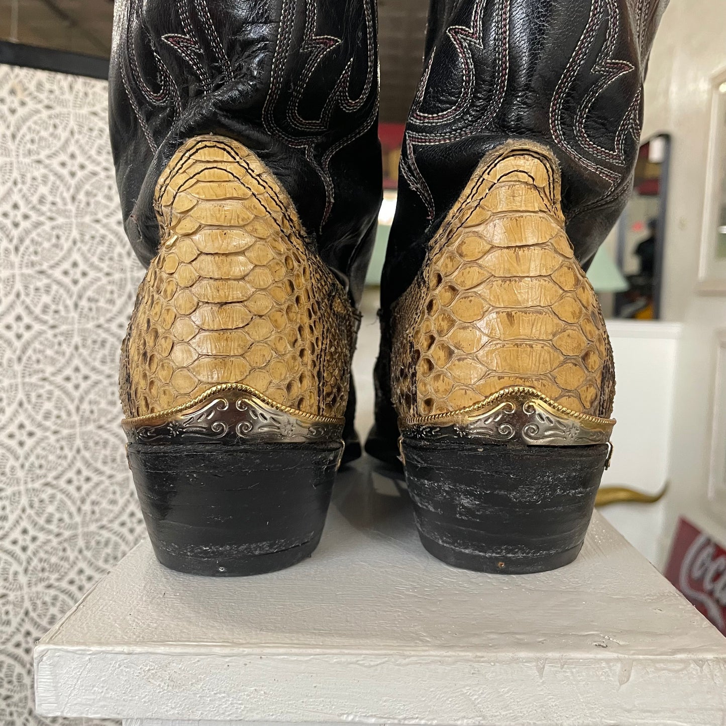 Python and Leather Vintage Cowboy Boots | Size 12