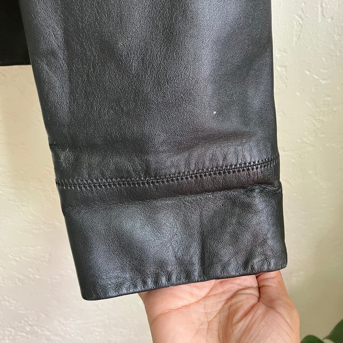 Gap Leather Black Cropped Jacket Large