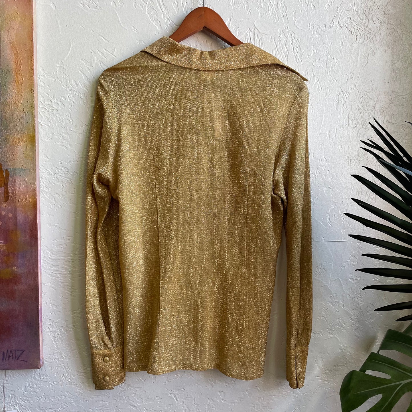 Vintage Gold Metallic Lame Shirt | Medium