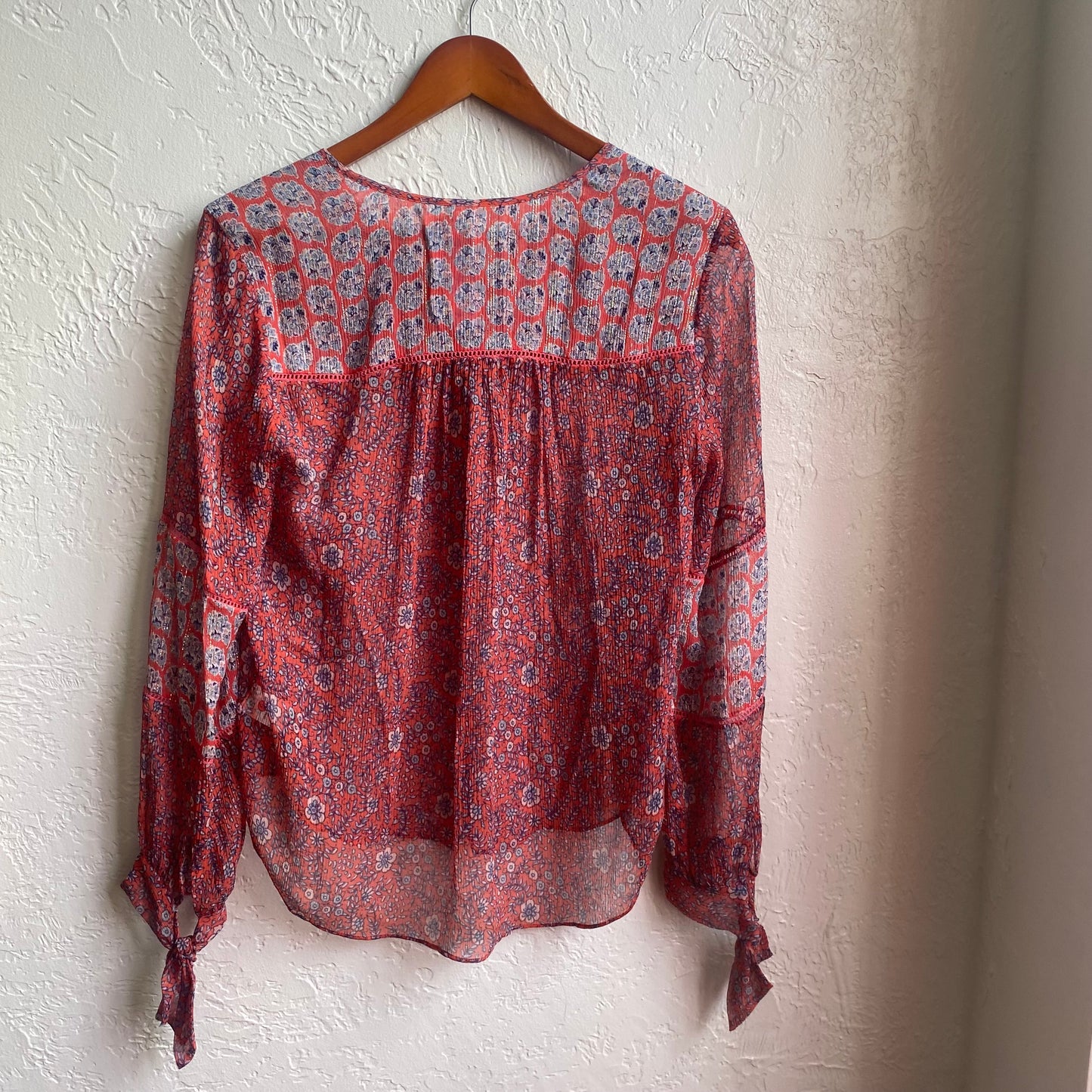 Rebecca Taylor Sheer Orange Floral Shirt | Medium