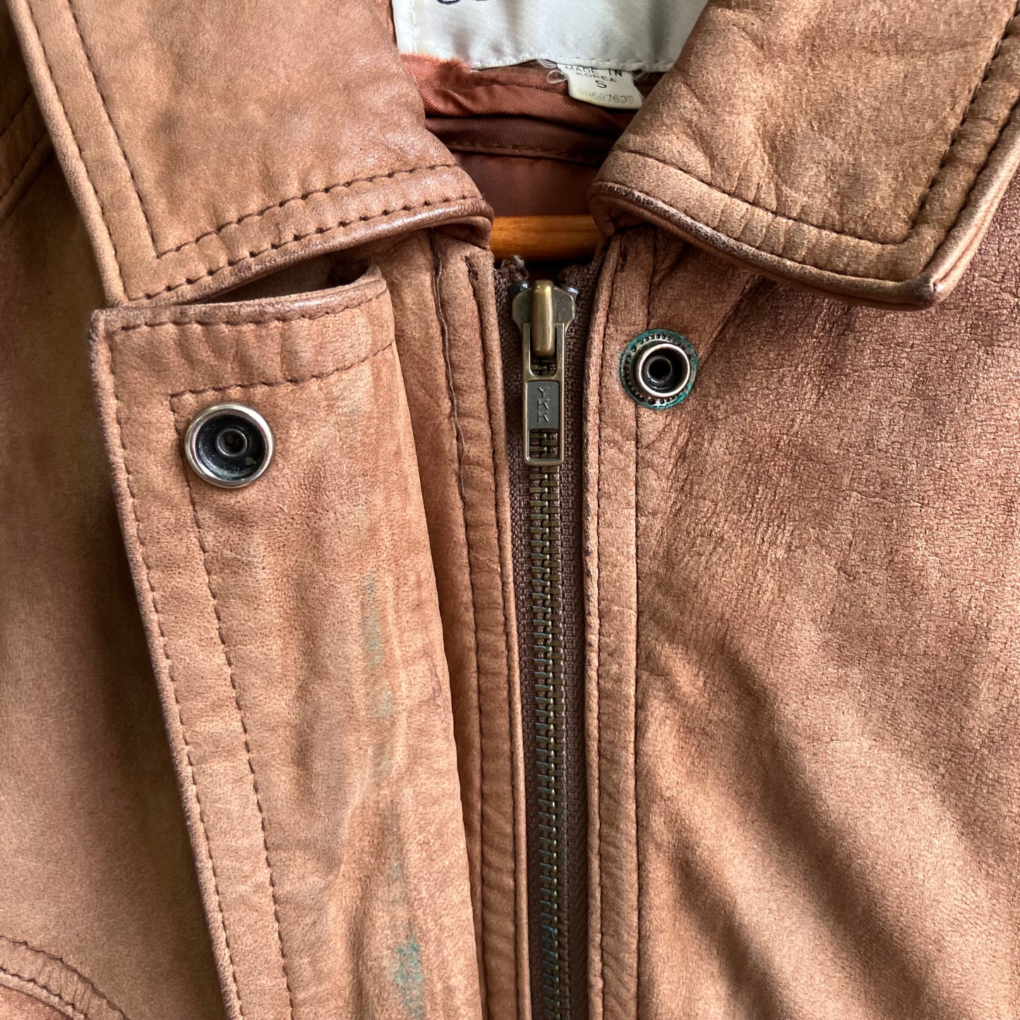 Brown Suede Leather Cropped Bomber Jacket Small
