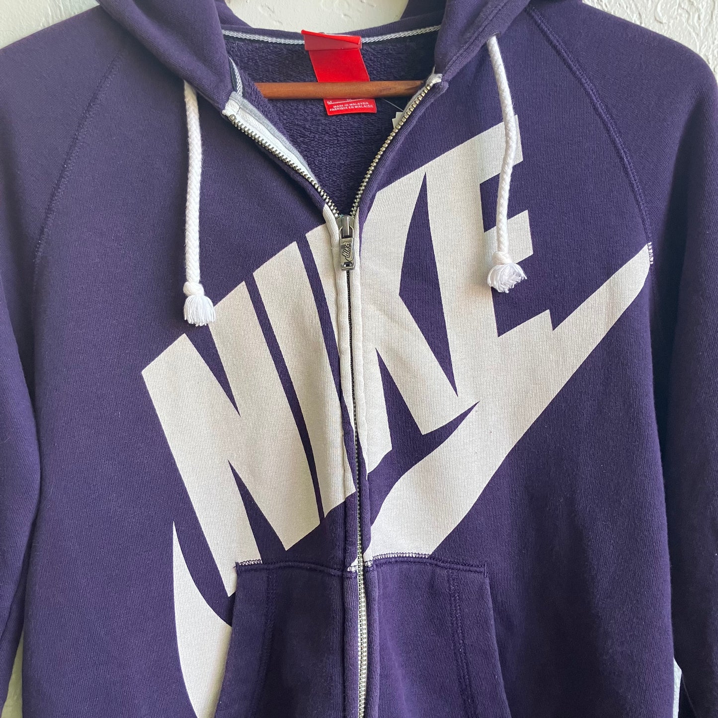 90s Nike Hoodie Red Tag Full Zip Purple Swoosh Classic Vintage Streetwear Medium