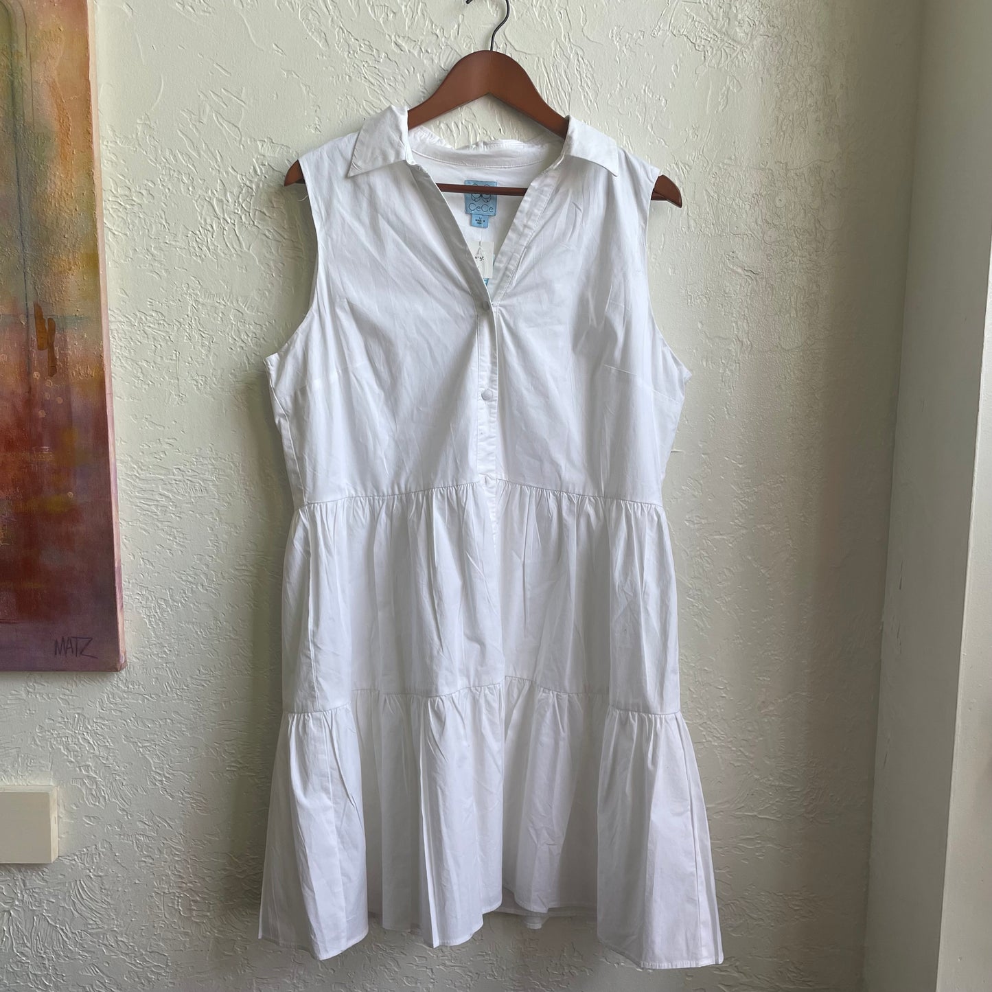 White Summer Style Button Up Dress | Large