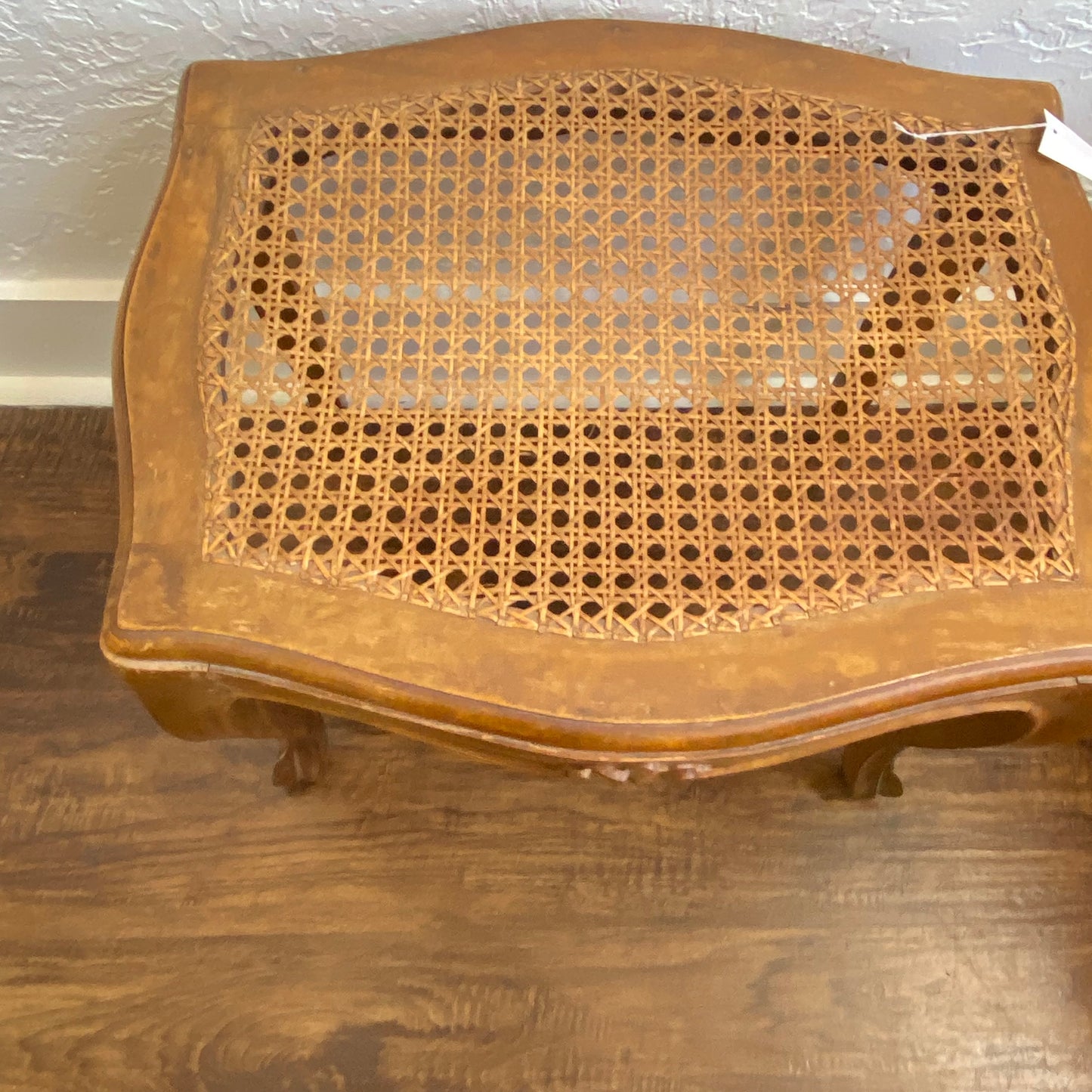Antique Italian Rococo Foot Stool with Cane Top