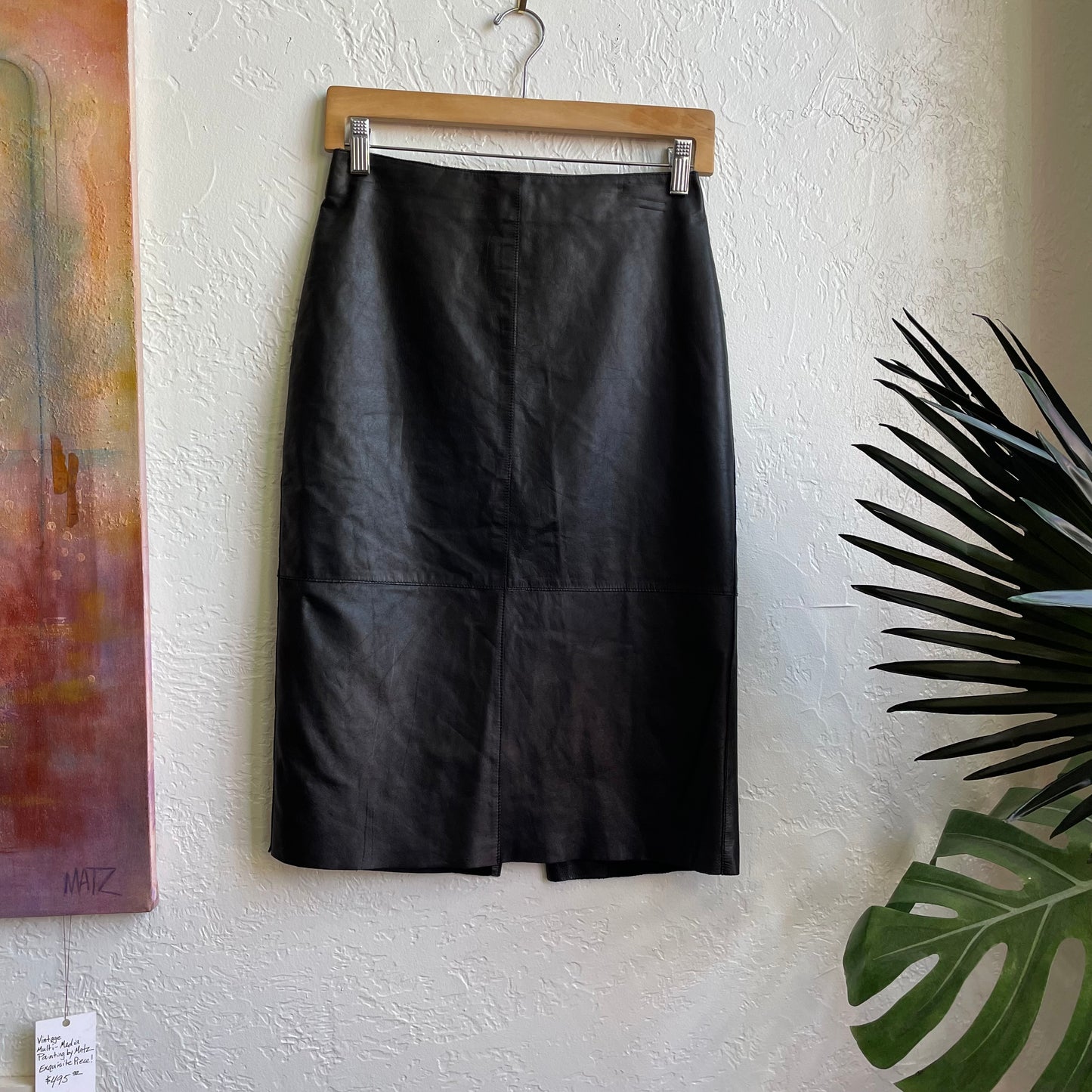 Black Kenneth Cole Leather Midi Skirt | XS