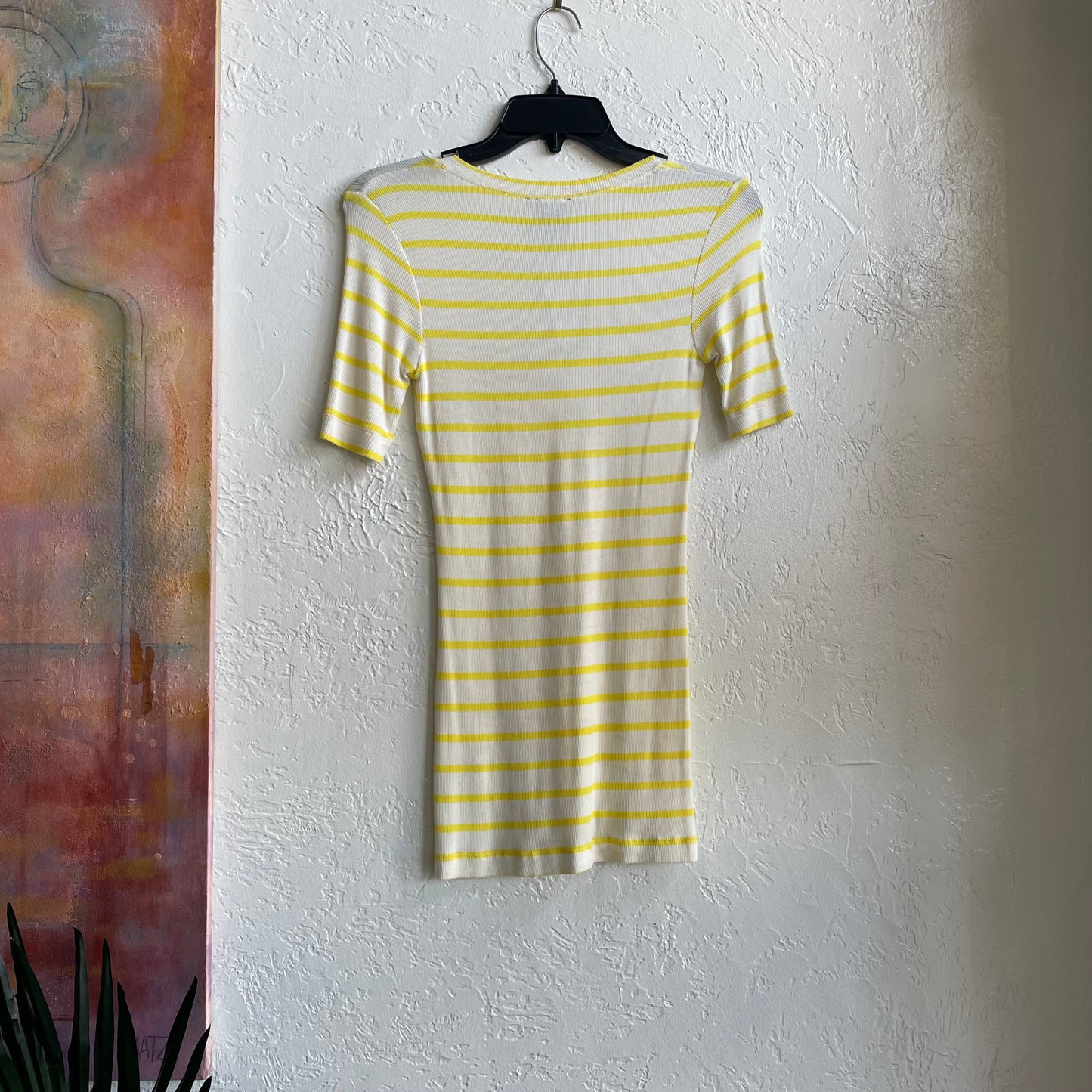 Yellow Strip Short Sleeve Top H by Bordeax | xsmall