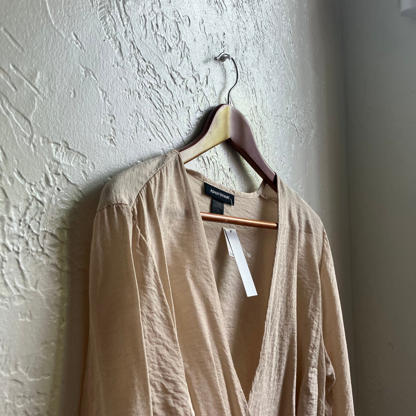 Beige Boho Wrap Blouse Shirt | XL