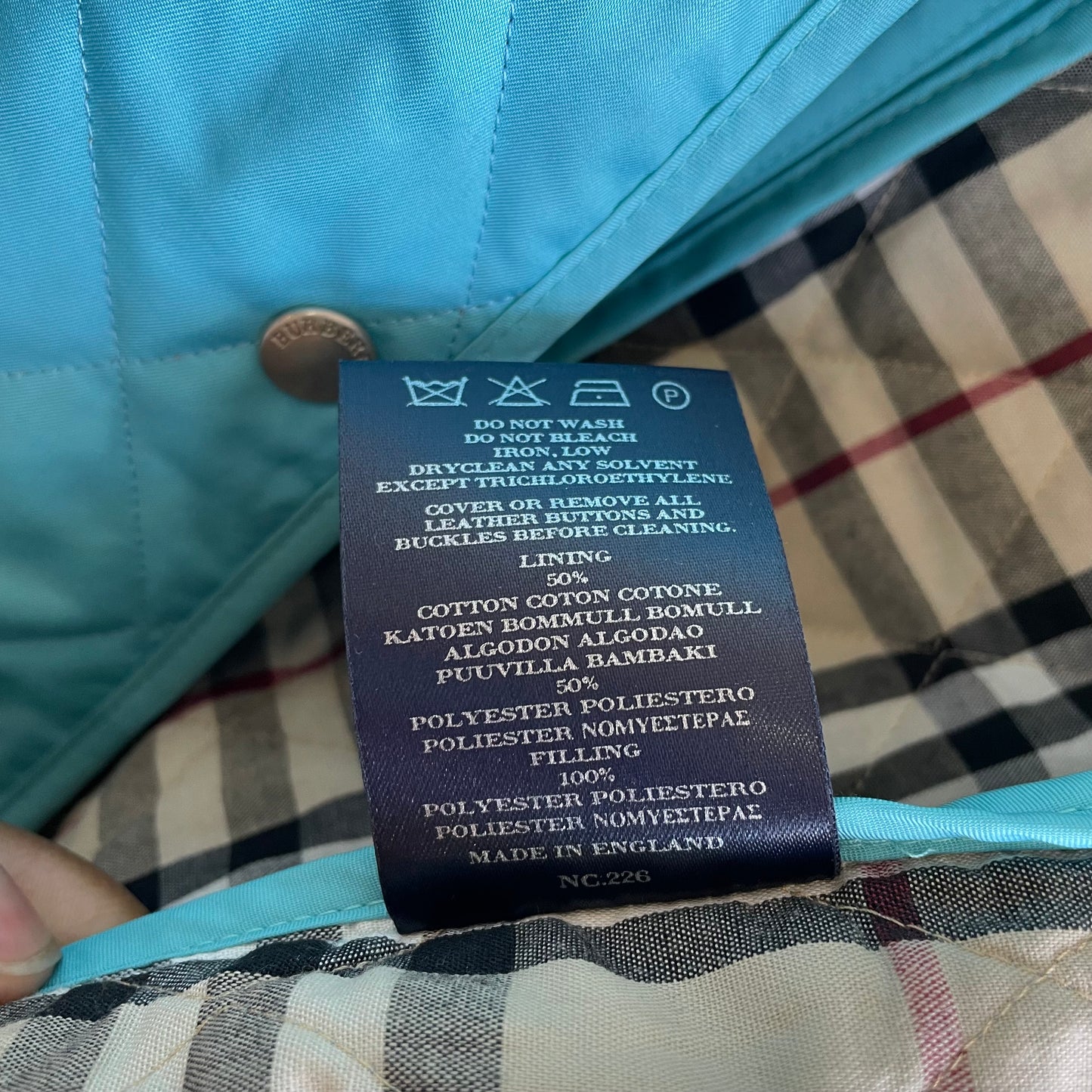 Burberry Quilted Logo Jacket - Turquoise