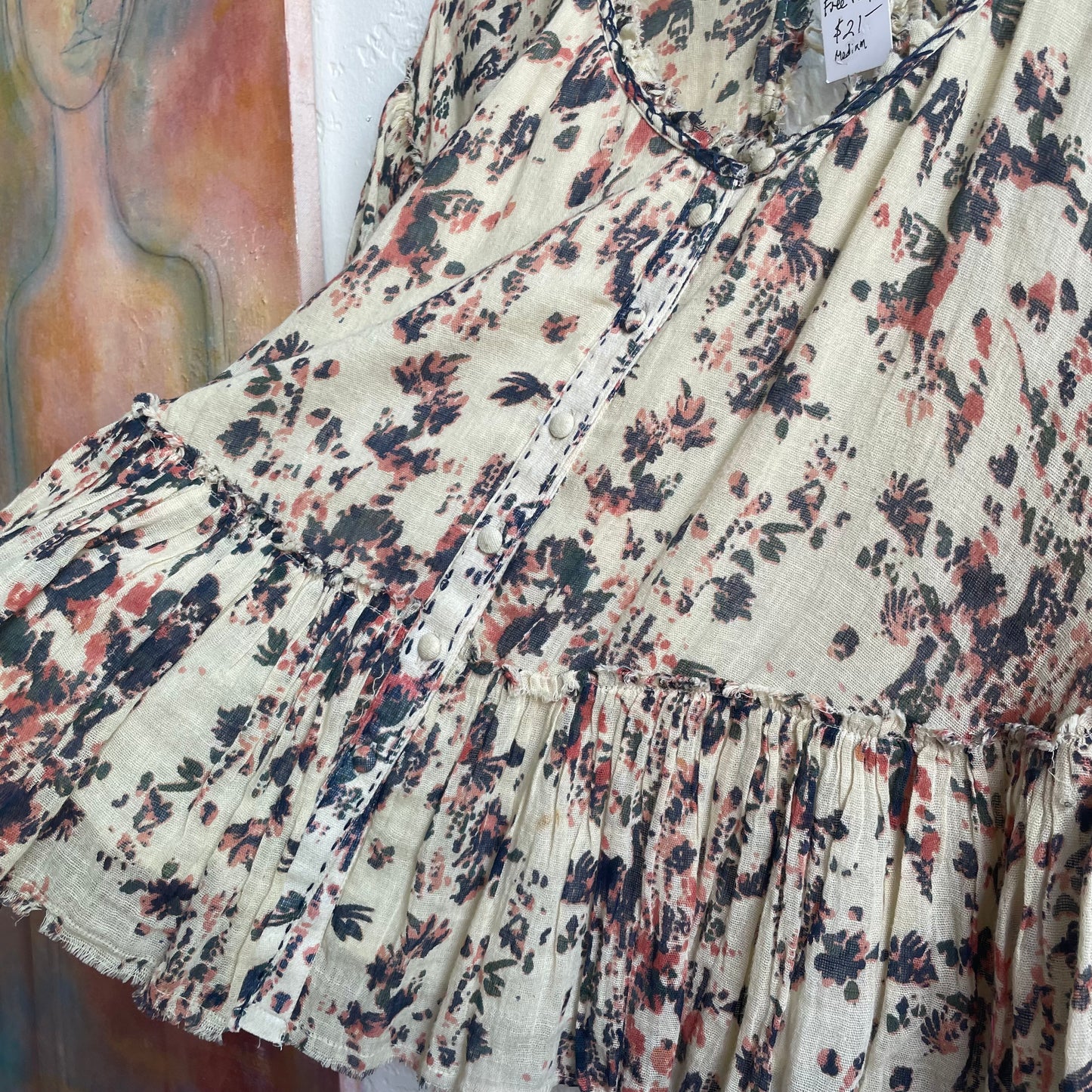 Free People Floral Slouch Shoulder Top | Medium