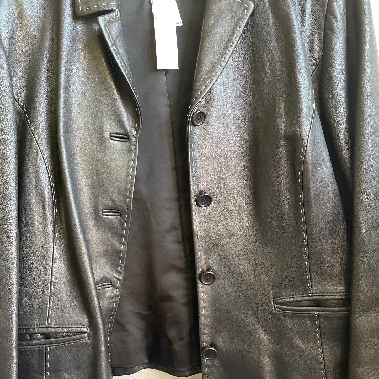 Black Leather White Lining Jacket And Skirt Set | Large - Size 10