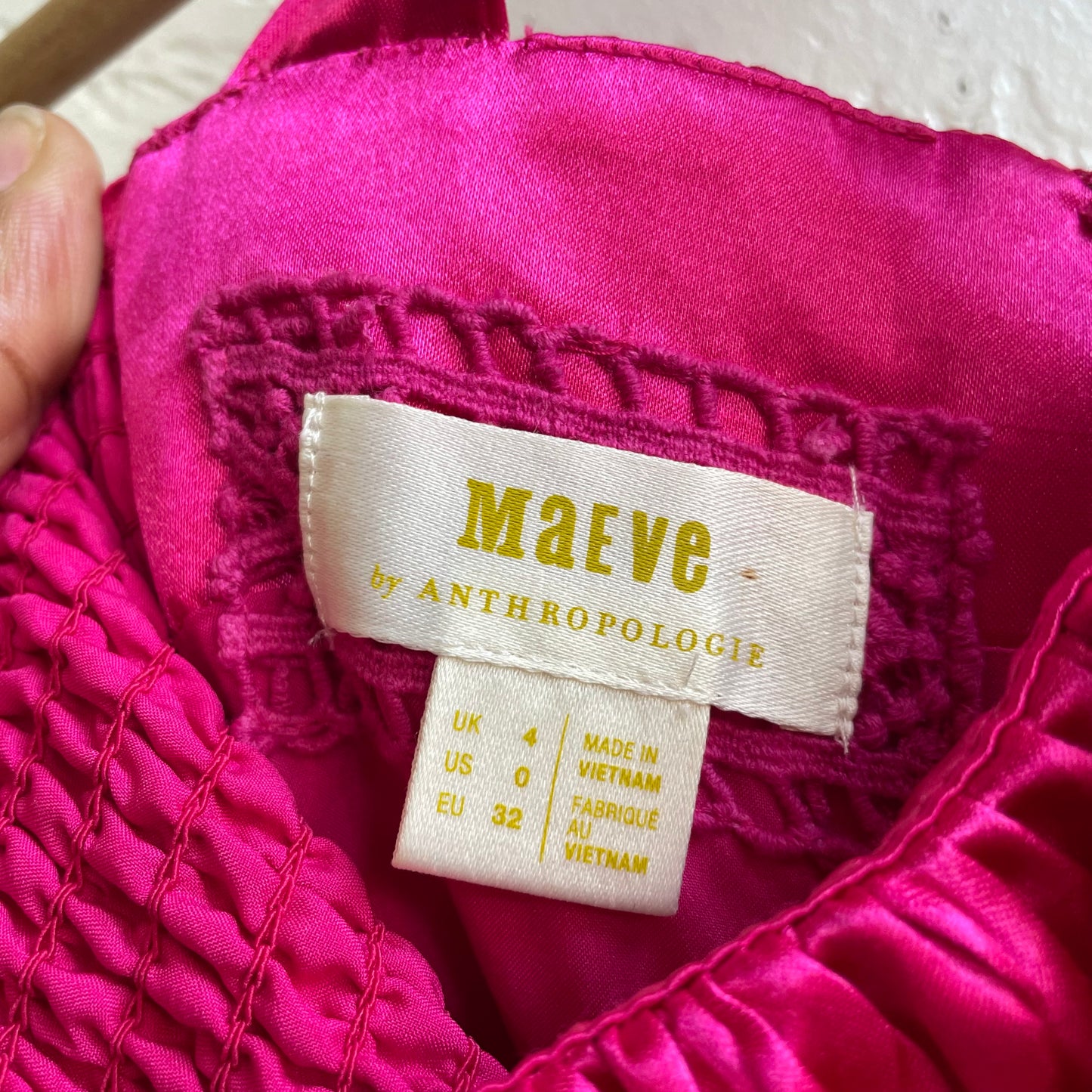 Anthropologie Maeve Pink Satin Bow Tie Mini Dress | 0/xsmall