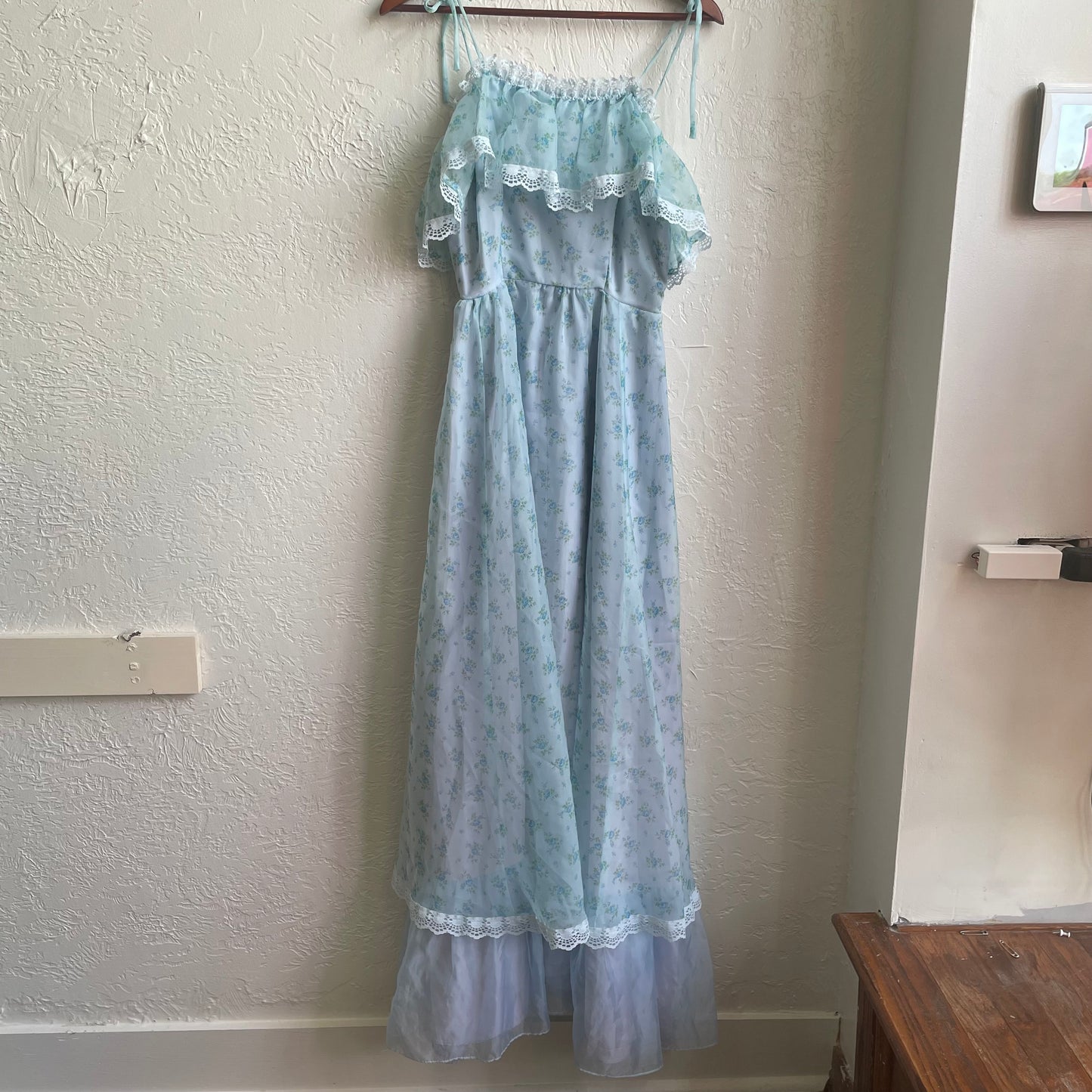 Vintage prairie Blue White Dress | Small