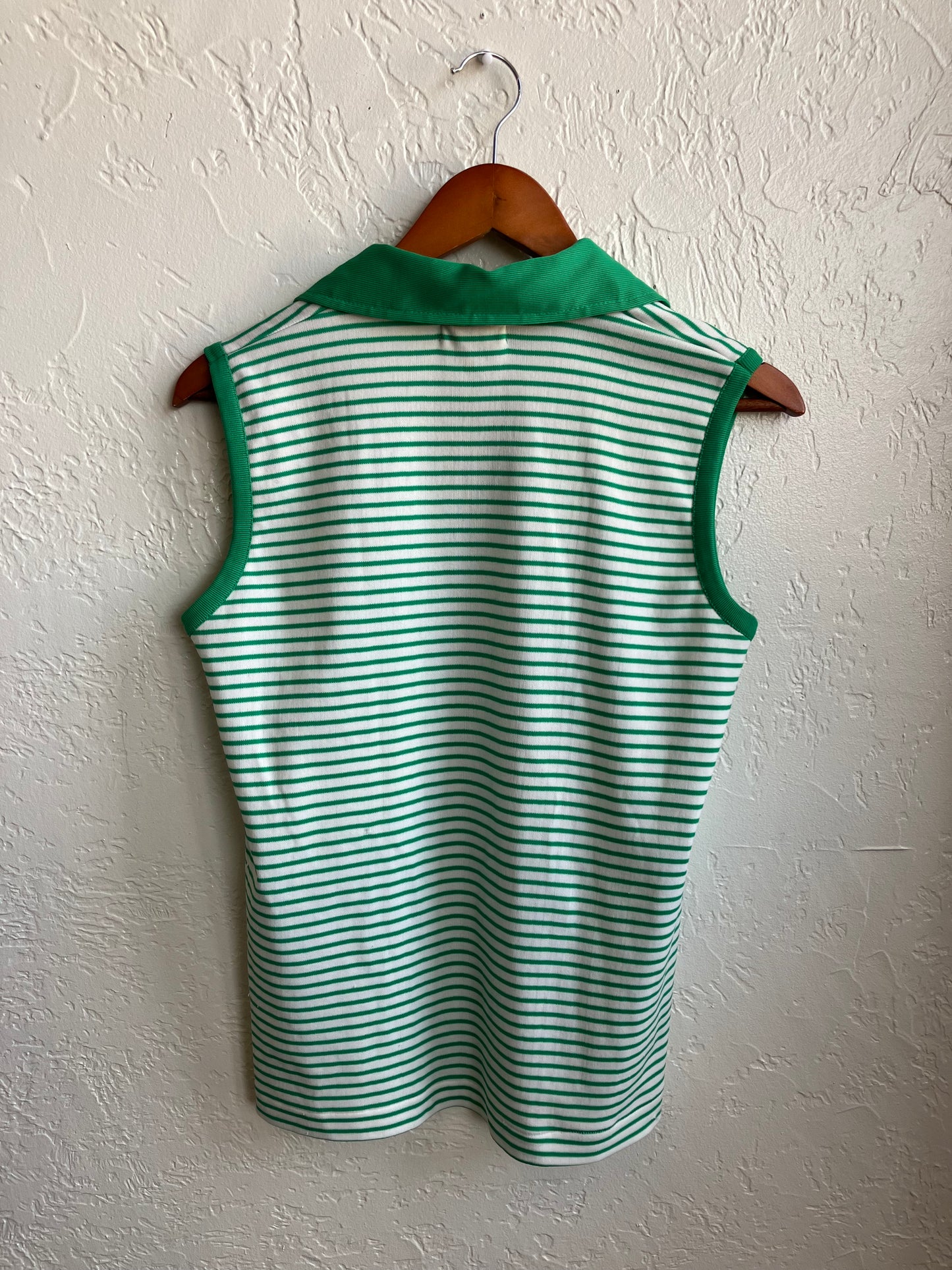 Green Striped Sleeveless Top 70’s Large