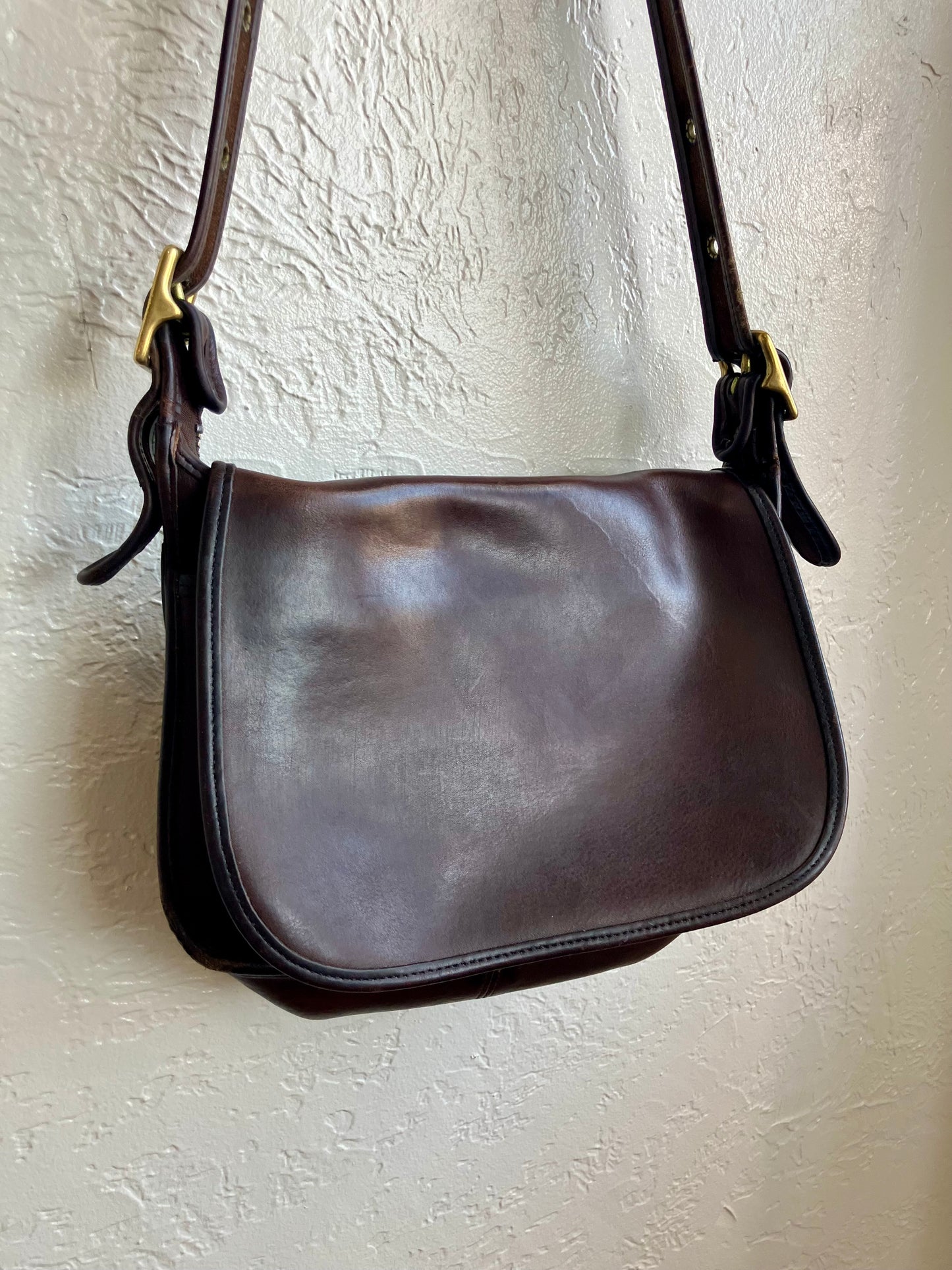 Vintage Coach Brown Leather Patricia Legacy Flap Shoulder Bag
