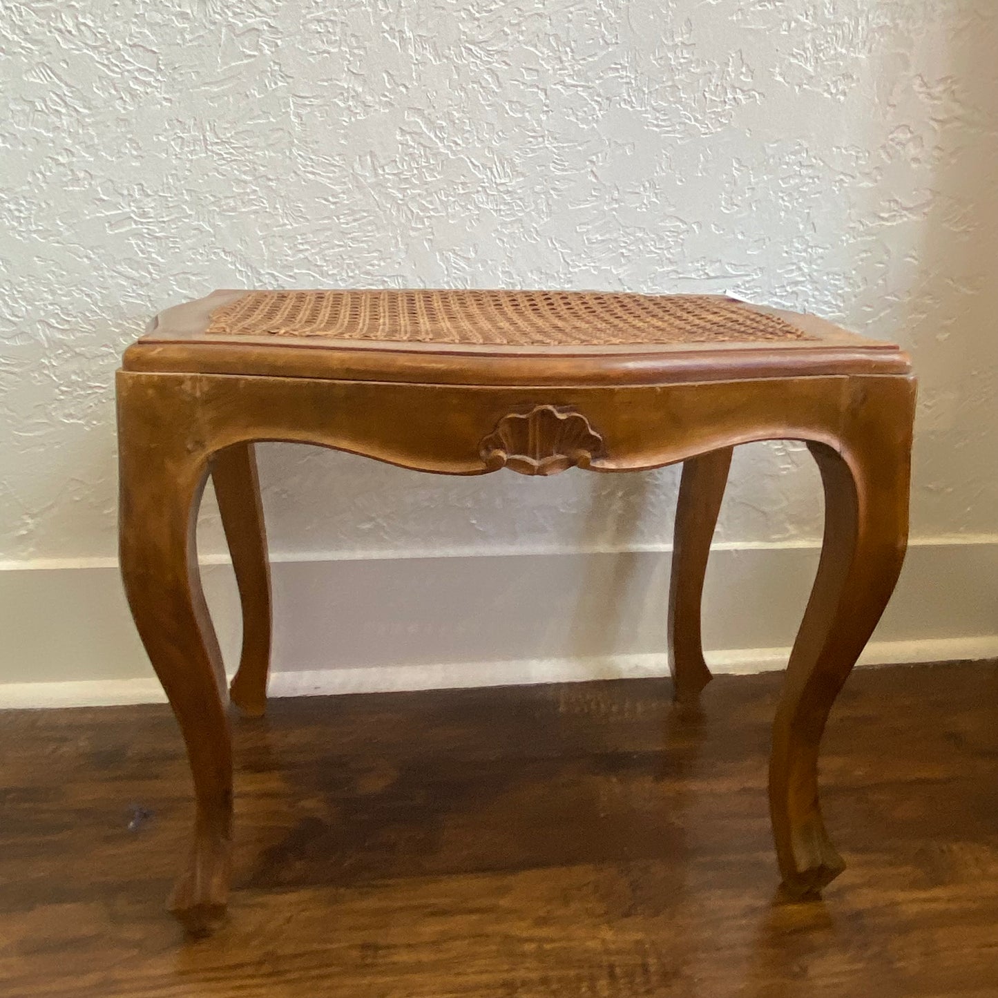 Antique Italian Rococo Foot Stool with Cane Top