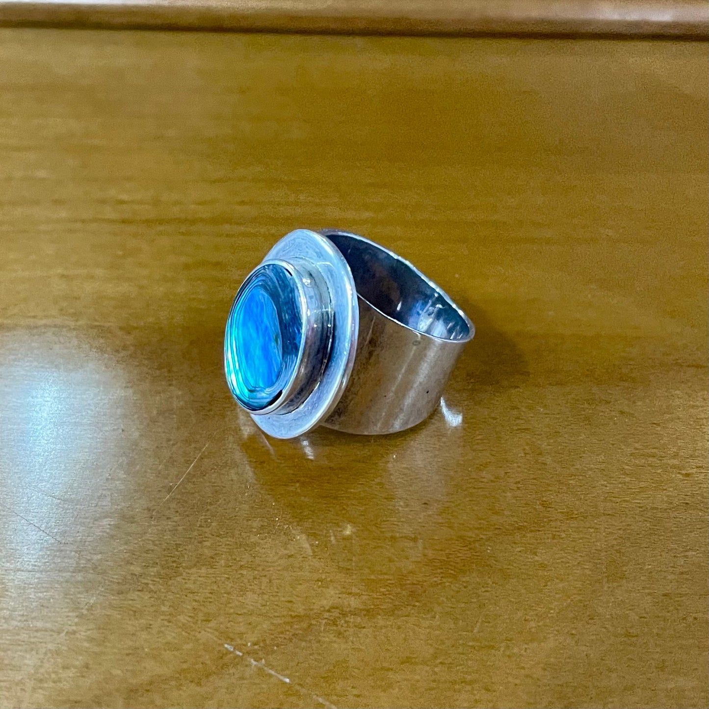 Vintage Mexico Abalone Shell Sterling Silver Ring | Size 10