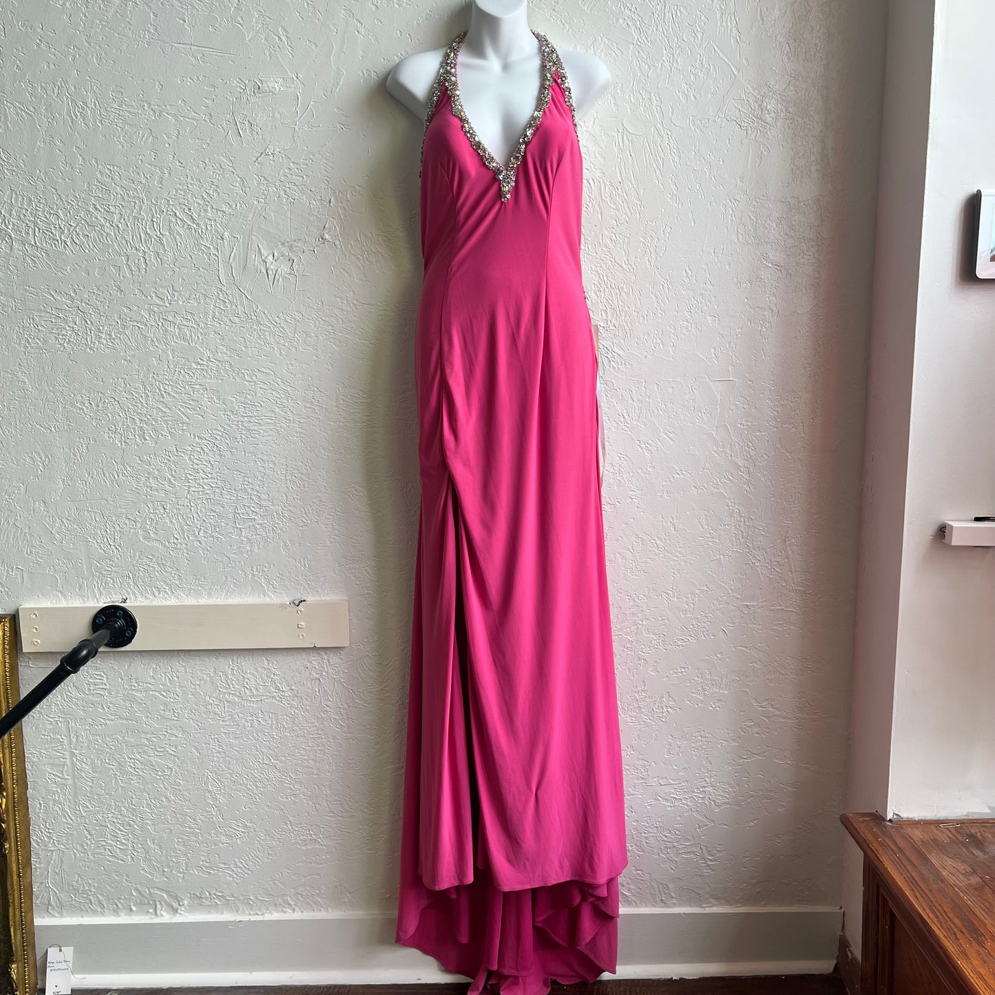 Pink Y2K Cross Rhinestone Maxi Dress | Medium
