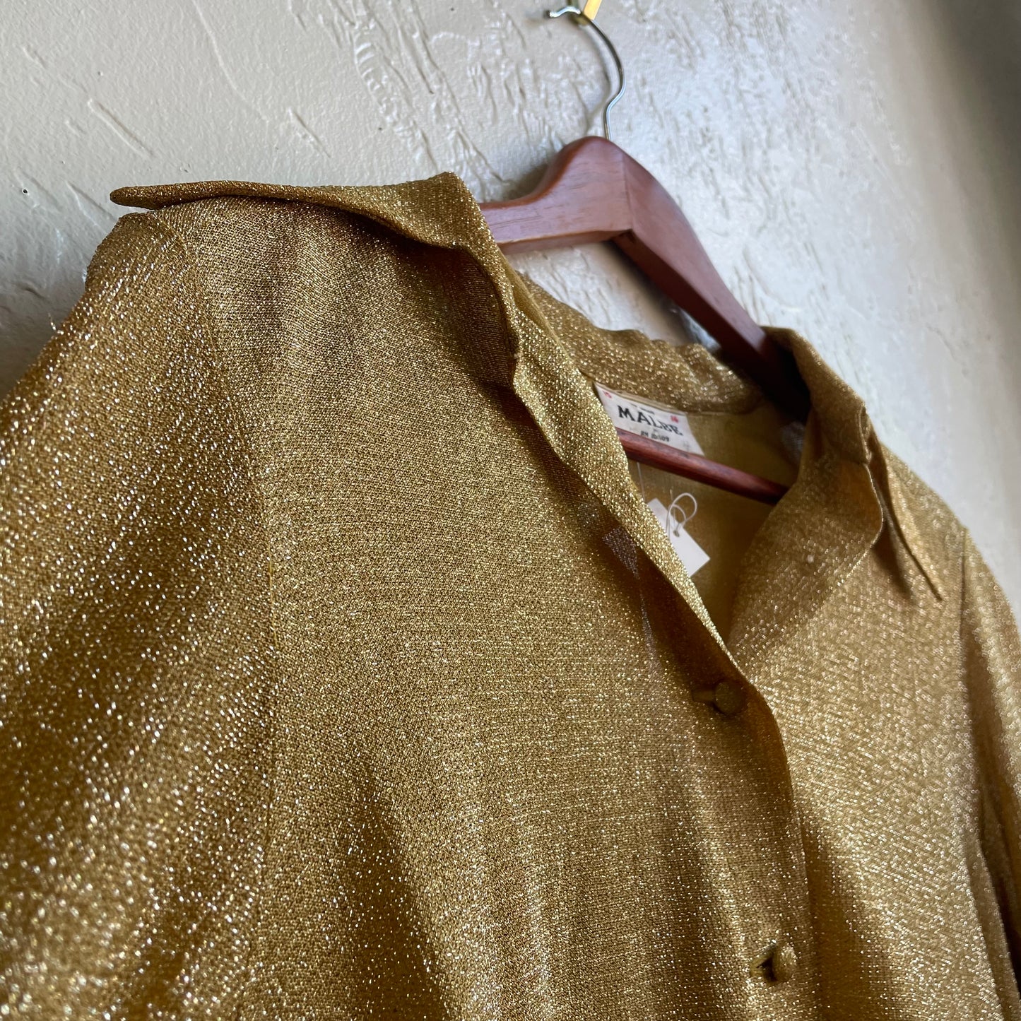 Vintage Gold Metallic Lame Shirt | Medium